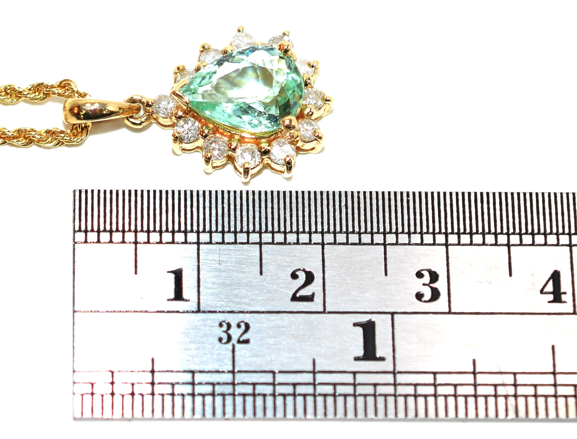 Certified Natural Paraiba Tourmaline & Diamond Necklace 14K Solid Gold 2.32tcw Pendant Necklace Paraiba Necklace Tourmaline Necklace Estate - Image 12