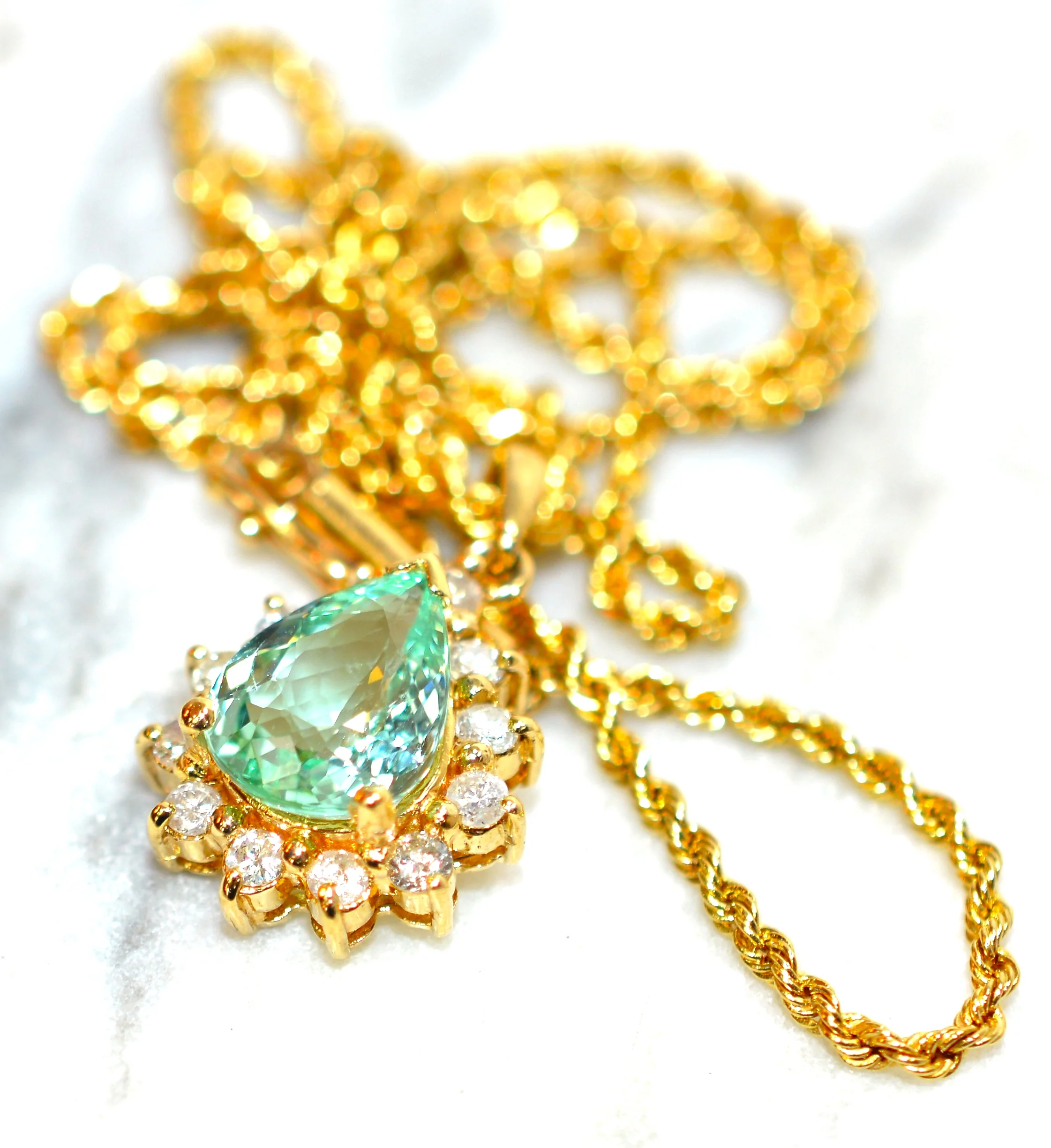Certified Natural Paraiba Tourmaline & Diamond Necklace 14K Solid Gold 2.32tcw Pendant Necklace Paraiba Necklace Tourmaline Necklace Estate - Image 14