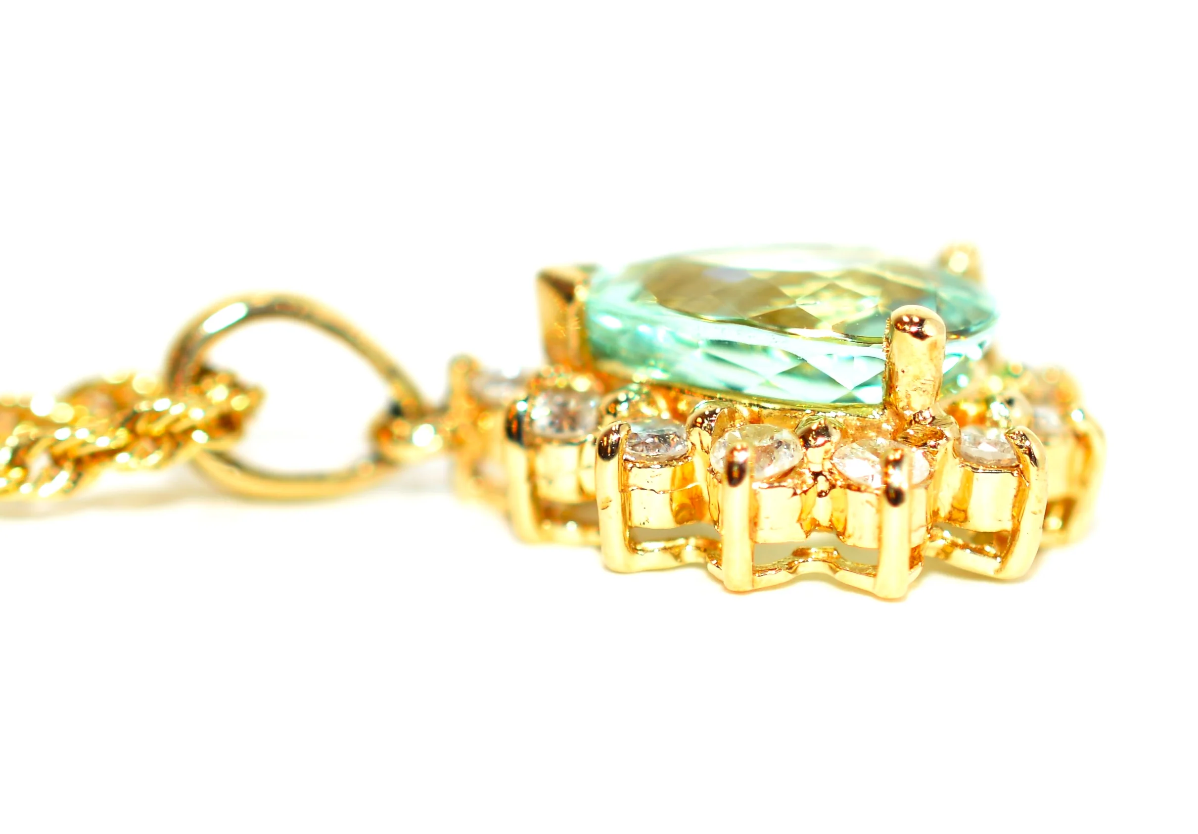 Certified Natural Paraiba Tourmaline & Diamond Necklace 14K Solid Gold 2.32tcw Pendant Necklace Paraiba Necklace Tourmaline Necklace Estate - Image 6