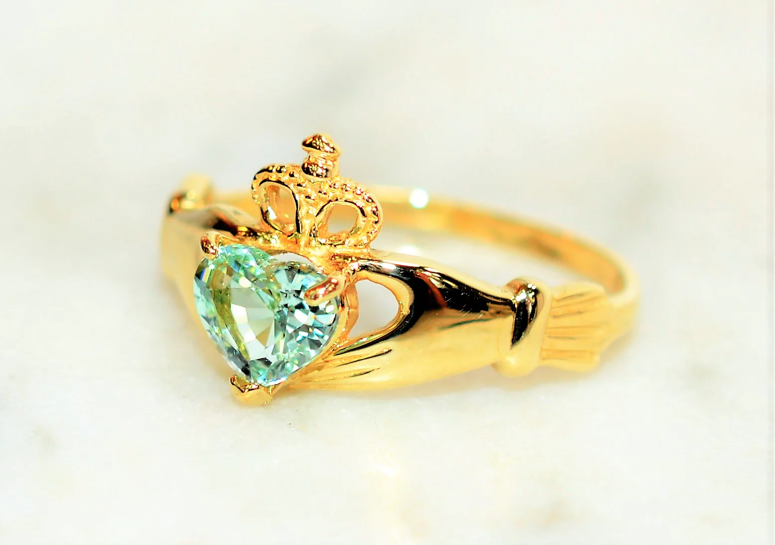 Certified Natural Paraiba Tourmaline Ring 14K Solid Gold Irish Claddagh .72ct Gemstone Heart Promise Ring Engagement Estate Jewelry - Image 9
