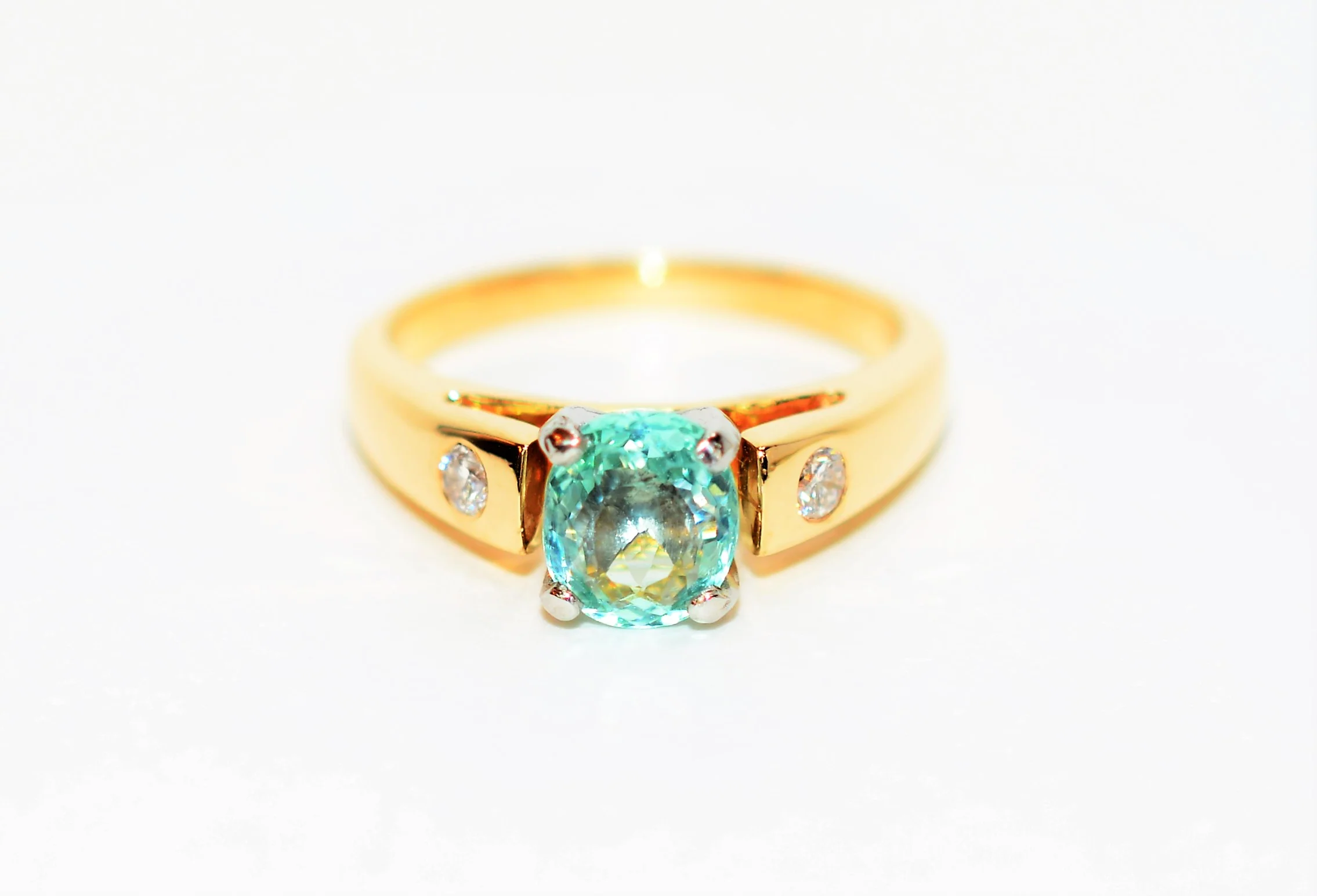 Certified Natural Paraiba Tourmaline & Diamond Ring 14K Solid Gold 1.18tcw Gemstone Engagement Fine Estate Jewelry