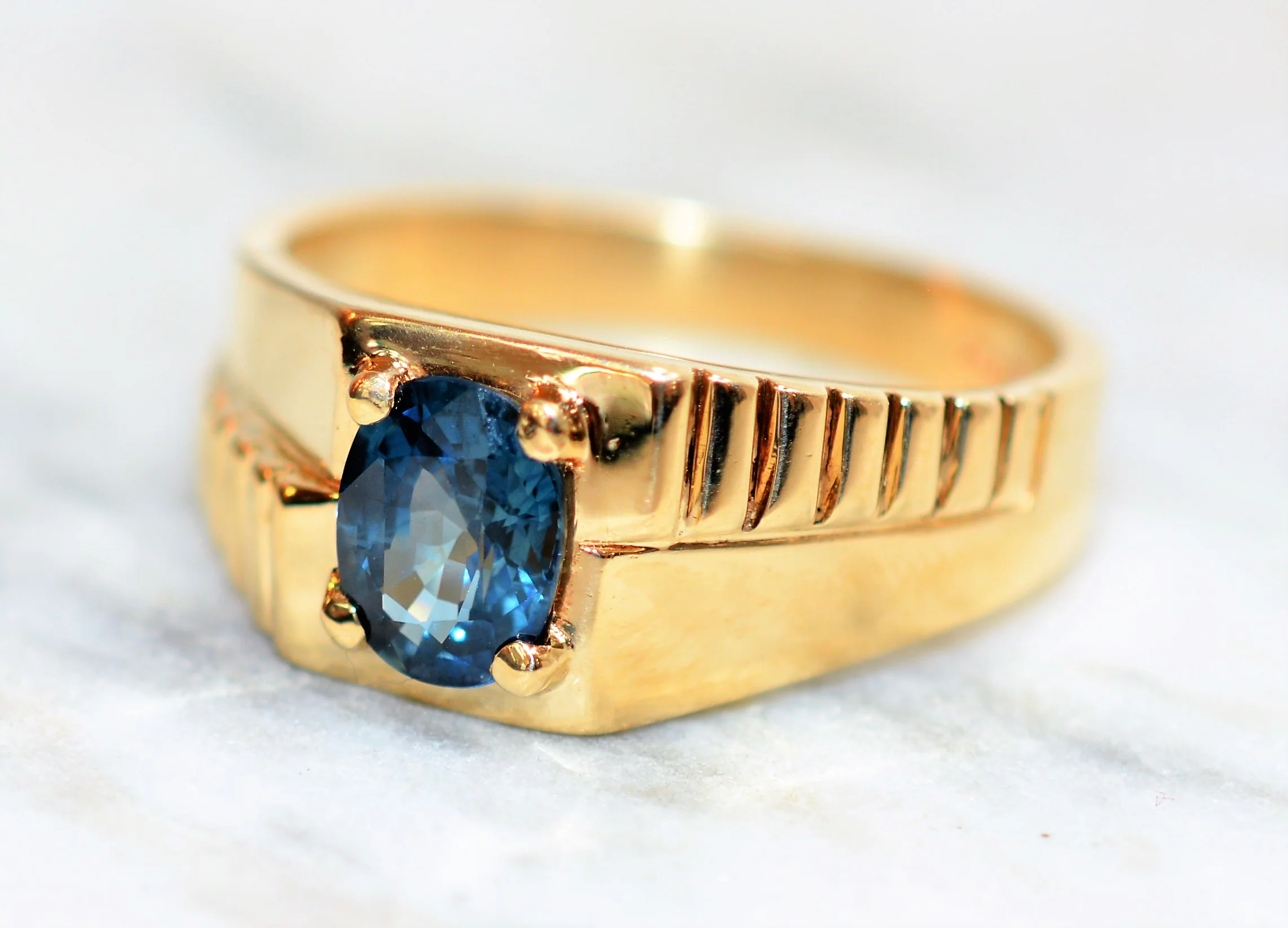 Natural Ceylon Sapphire Ring 10K Solid Gold 1.59ct Sri Lankan Sapphire Ring Solitaire Ring Gemstone Ring Statement Ring Men's Ring Jewellery - Image 8