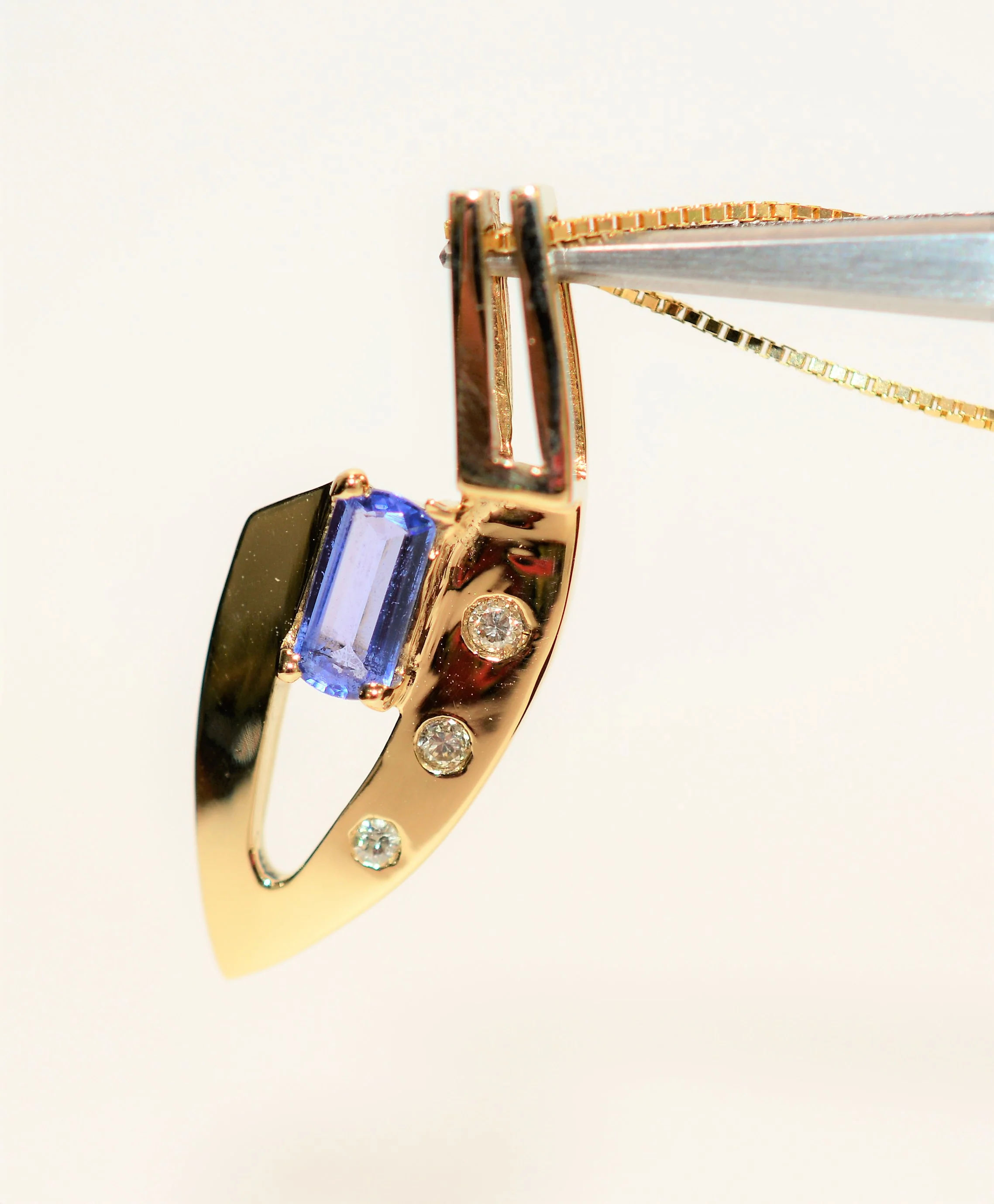 Natural D'Block Tanzanite & Diamond Necklace 14K Solid Gold .61tcw Tanzanite Pendant Birthstone Necklace Statement Necklace Estate Jewelry - Image 2