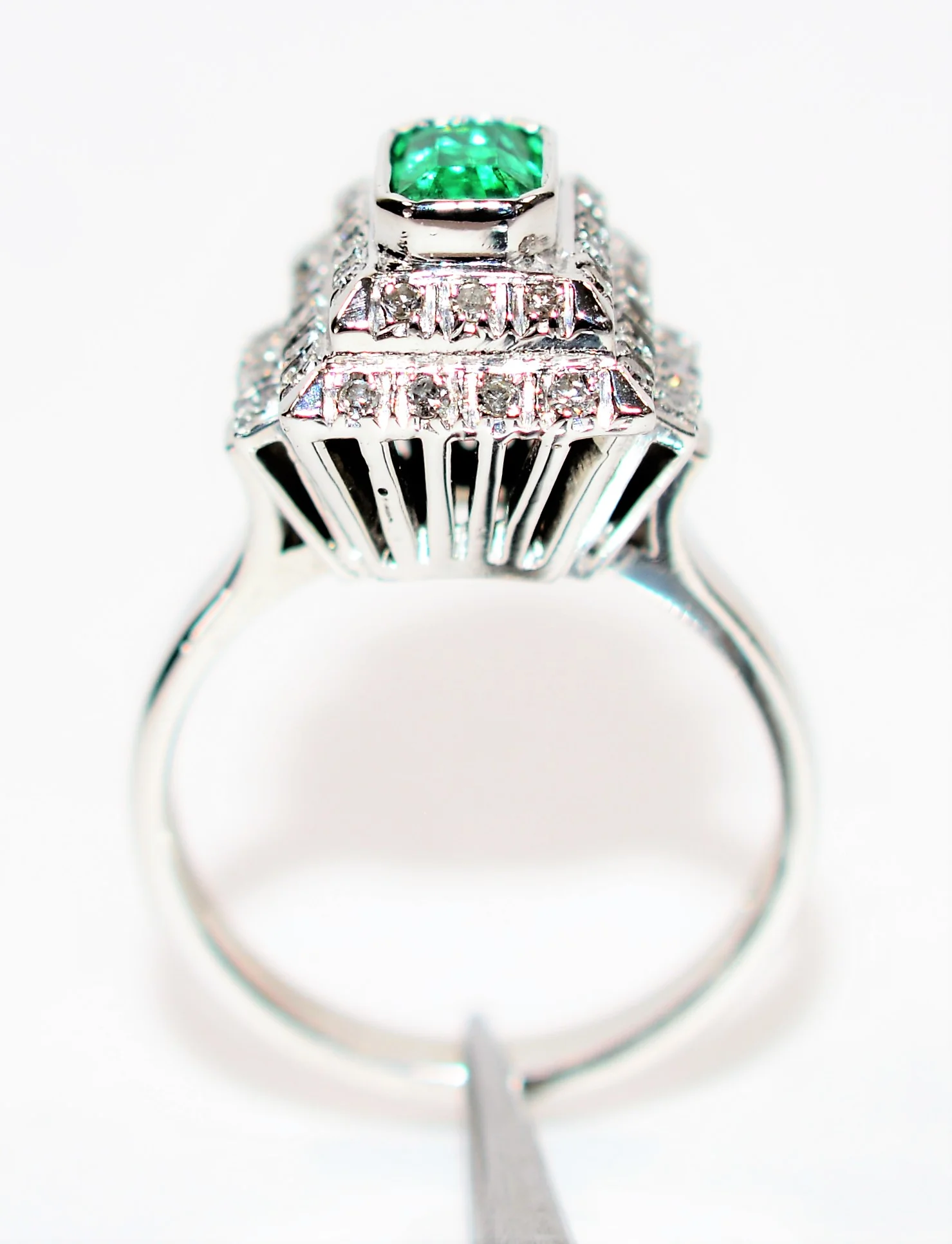 Natural Colombian Emerald & Diamond Ring 18K White Gold 1.23tcw Statement Ring Cocktail Ring May Birthstone Ring Fine Jewelry Women's Ring - Image 3
