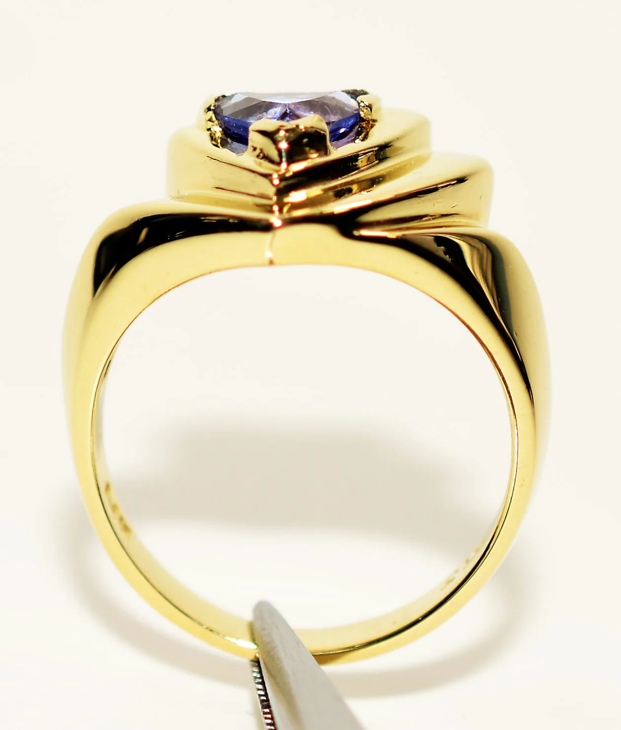 Natural Tanzanite Ring 14K Solid Gold .88ct Solitaire Ring Trillion Ring Gemstone Ring December Birthstone Ring Women's Ring Vintage Ring - Image 3