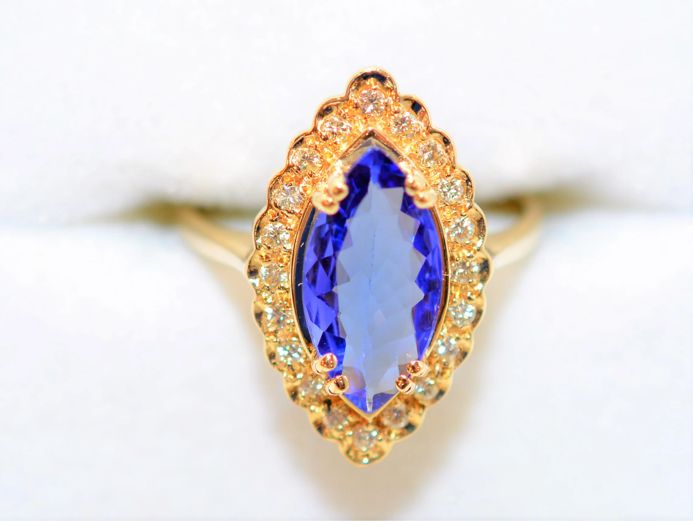 Natural D'Block Tanzanite & Diamond Ring 14K Solid Gold 1.67tcw Tanzanite Ring Gemstone Ring December Birthstone Ring Marquise Ring Vintage - Image 5
