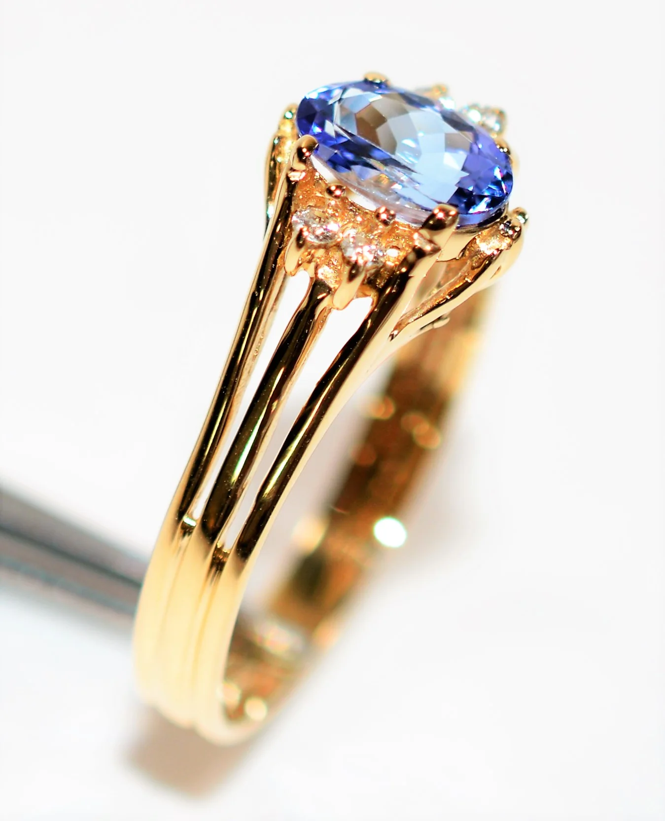 Natural Tanzanite & Diamond Ring 14K Solid Gold .88tcw Gemstone Ring Statement Ring Ladies Ring Women's Ring December Birthstone Ring Estate - Image 4