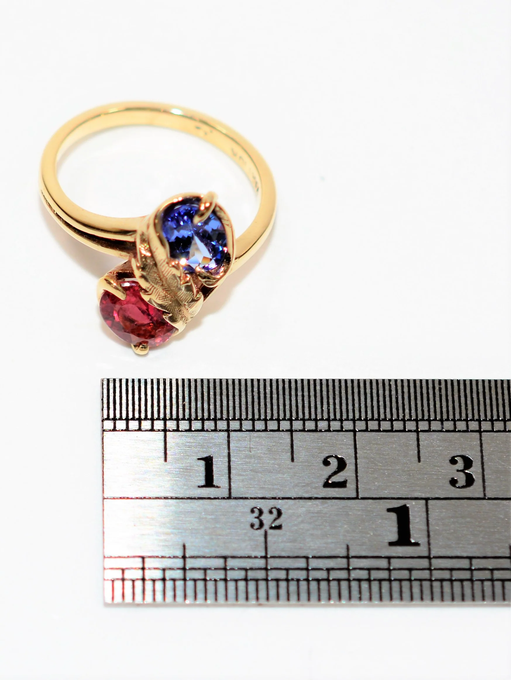 Natural Tanzanite & Rubellite Ring 10K Solid Gold 1.38tcw Gemstone Ring Multistone Ring Statement Ring Fashion Ring Fine Jewellery Vintage - Image 11