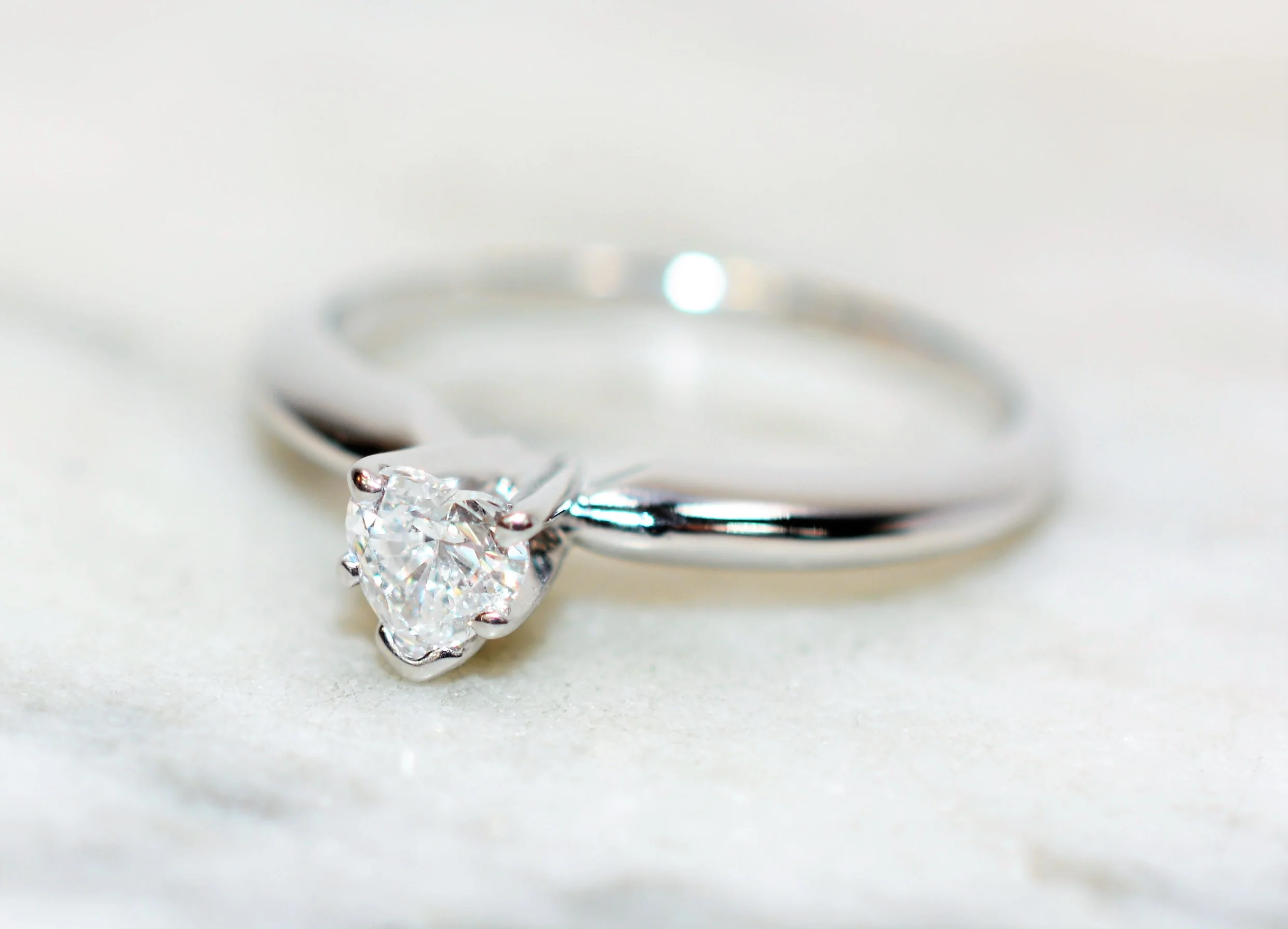 Natural Diamond Ring 14K Solid White Gold .40ct Solitaire Ring Engagement Ring Heart Ring Promise Ring Ladies Ring Women's Ring Bridal Ring - Image 8