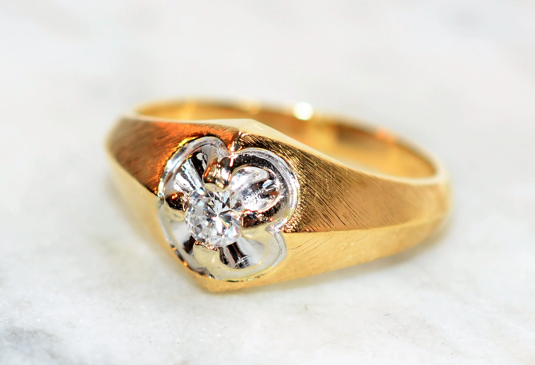 Natural Diamond Ring 14K Solid Gold .25ct Solitaire Ring Men's Ring Statement Ring Cocktail Ring Vintage Ring Estate Ring Estate Jewelry - Image 8