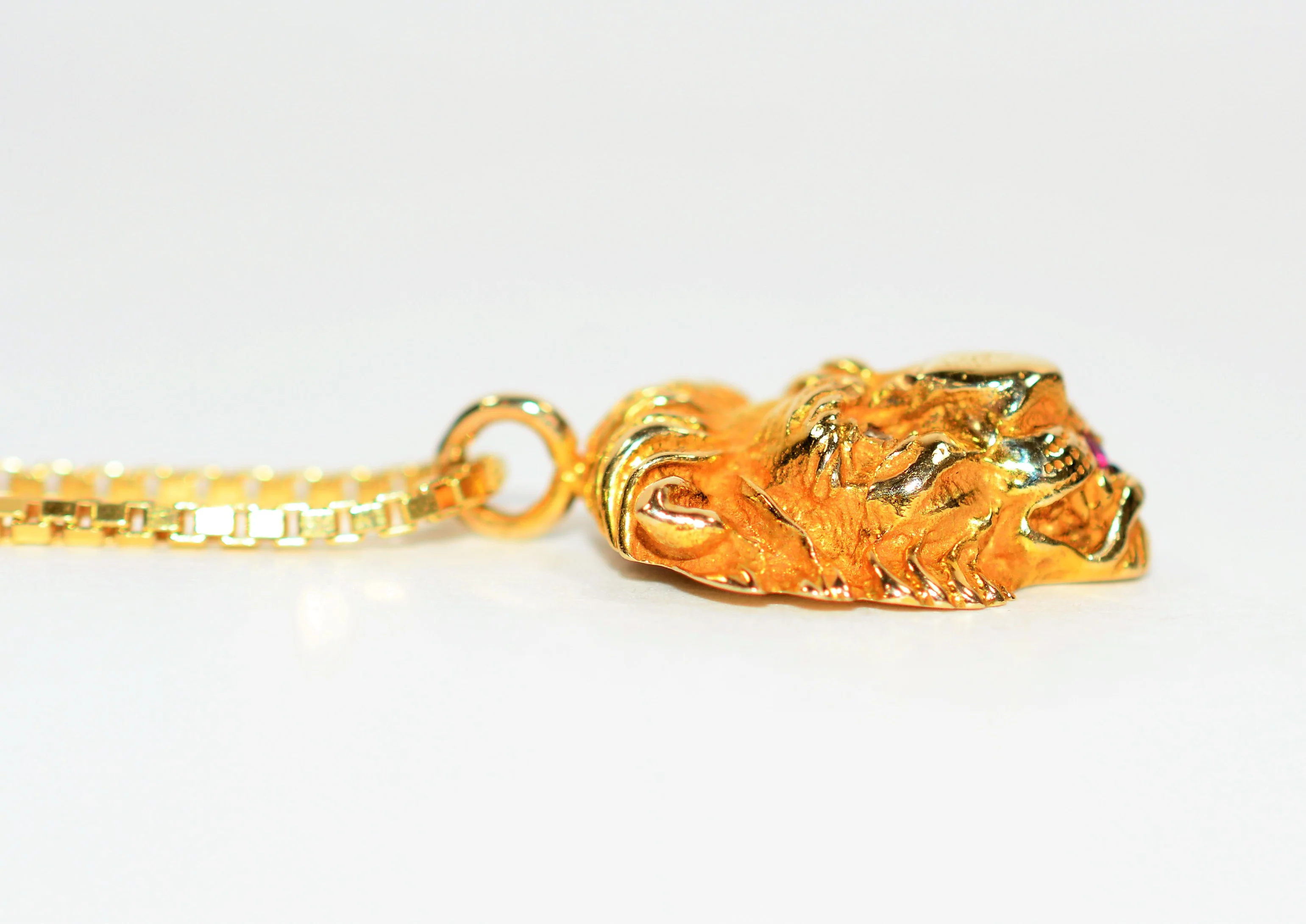 Natural Diamond & Ruby Necklace 14K Solid Gold .05tcw Lion Necklace Gemstone Necklace Statement Necklace Pendant Necklace Birthstone Pendant - Image 4