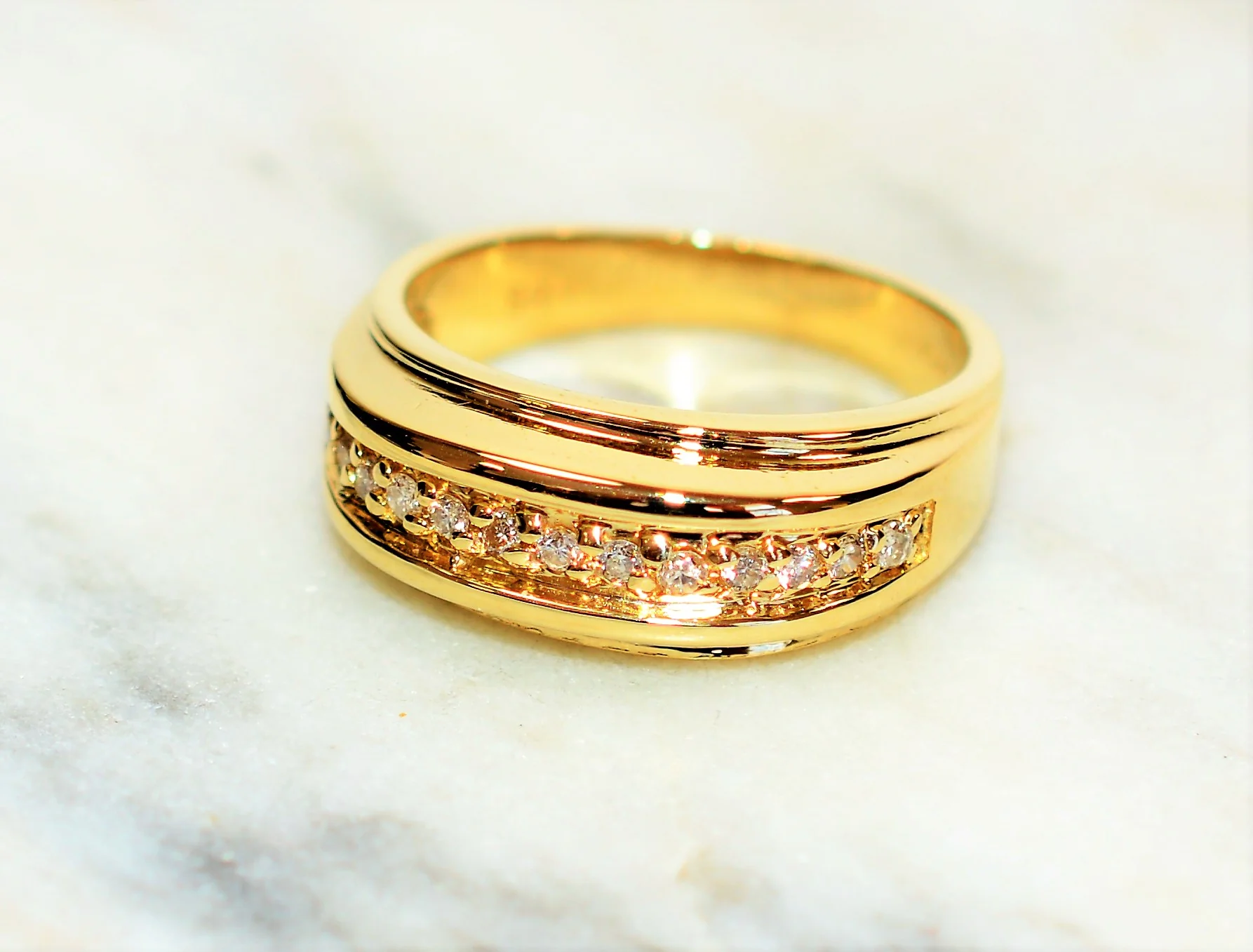 Natural Diamond Ring 14K Solid Gold .20tcw Band Ring Statement Ring Stackable Ring Ladies Ring Women's Ring Vintage Ring Estate Jewellery - Image 8
