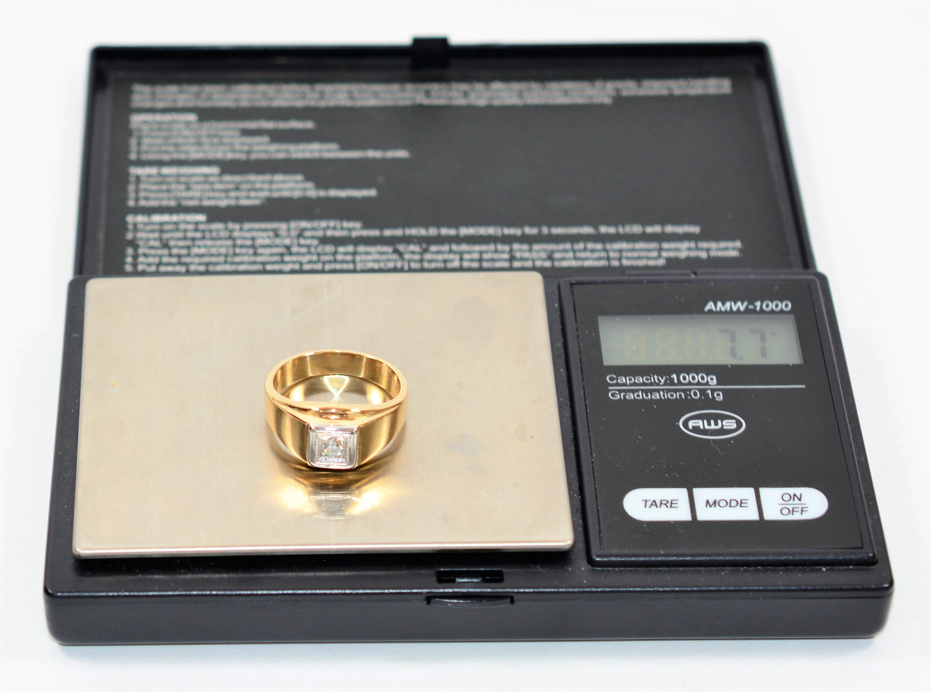 Natural Diamond Ring 14K Solid Gold .22ct Solitaire Ring Statement Ring Cocktail Ring Birthstone Ring Estate Jewelry Vintage Ring Men's Ring - Image 10