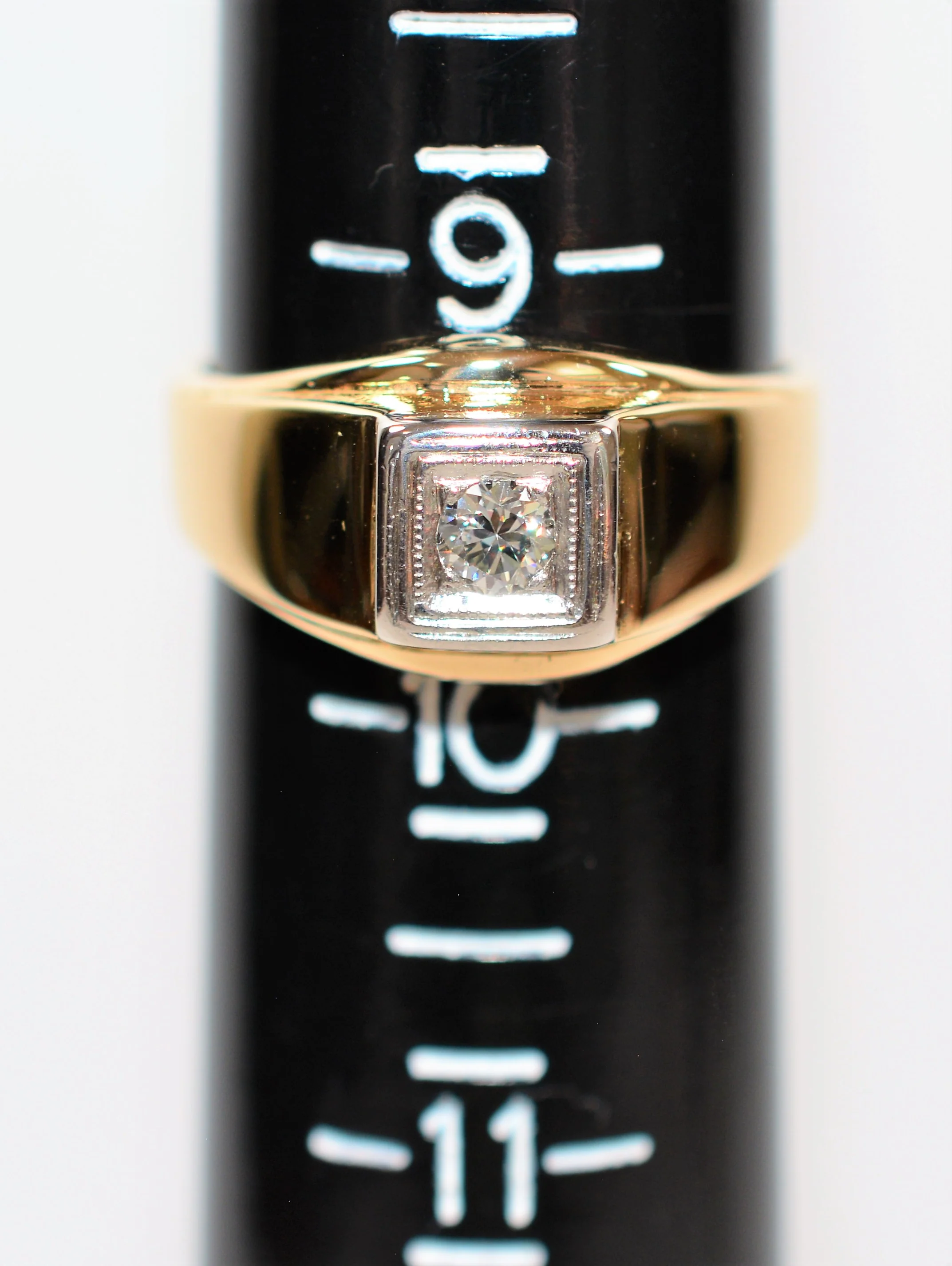 Natural Diamond Ring 14K Solid Gold .22ct Solitaire Ring Statement Ring Cocktail Ring Birthstone Ring Estate Jewelry Vintage Ring Men's Ring - Image 9