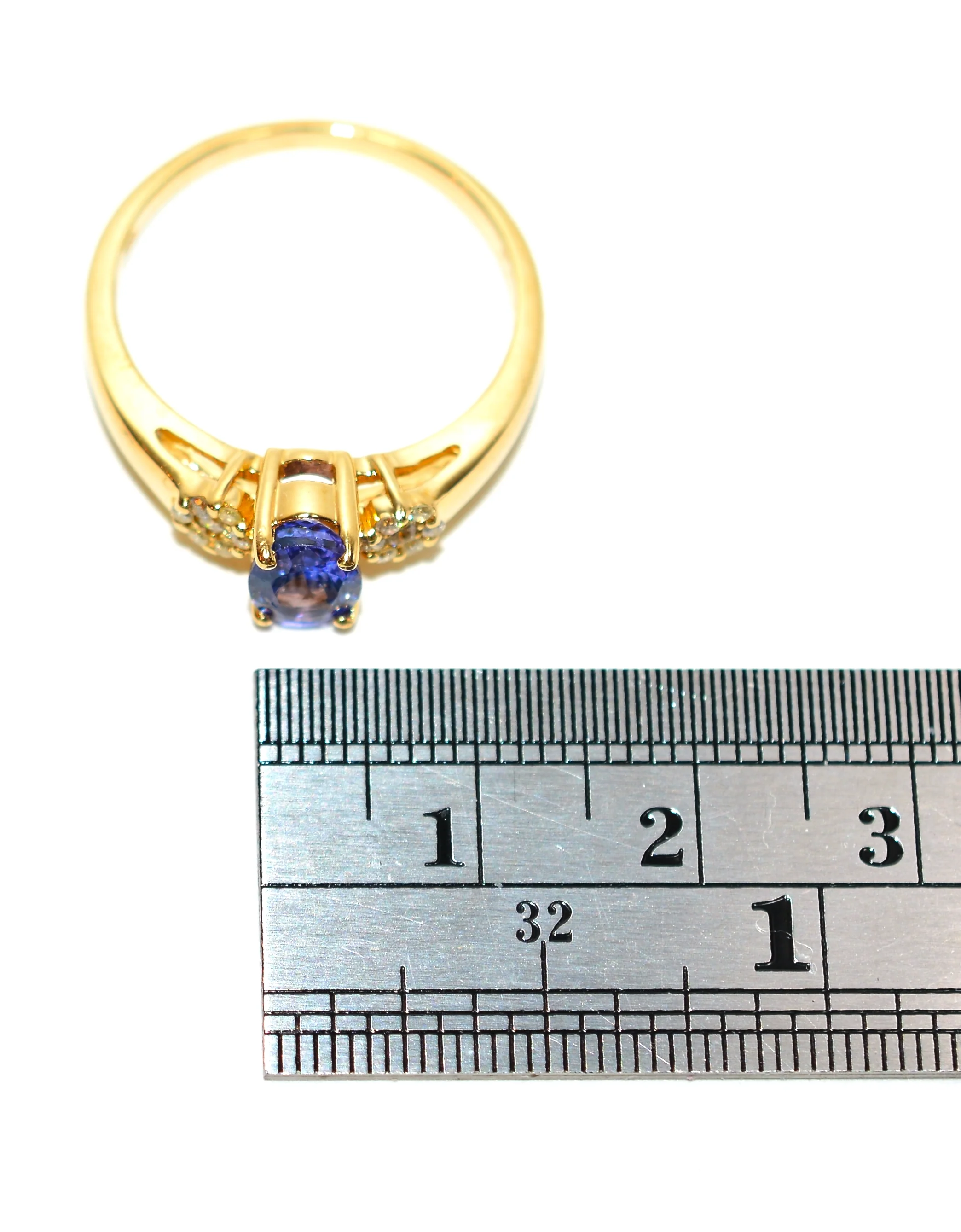 Effy Natural Tanzanite & Diamond Ring 14K Solid Gold 1.07tcw Gemstone Ring Birthstone Ring Flower Ring Engagement Ring Cocktail Ring Estate - Image 11