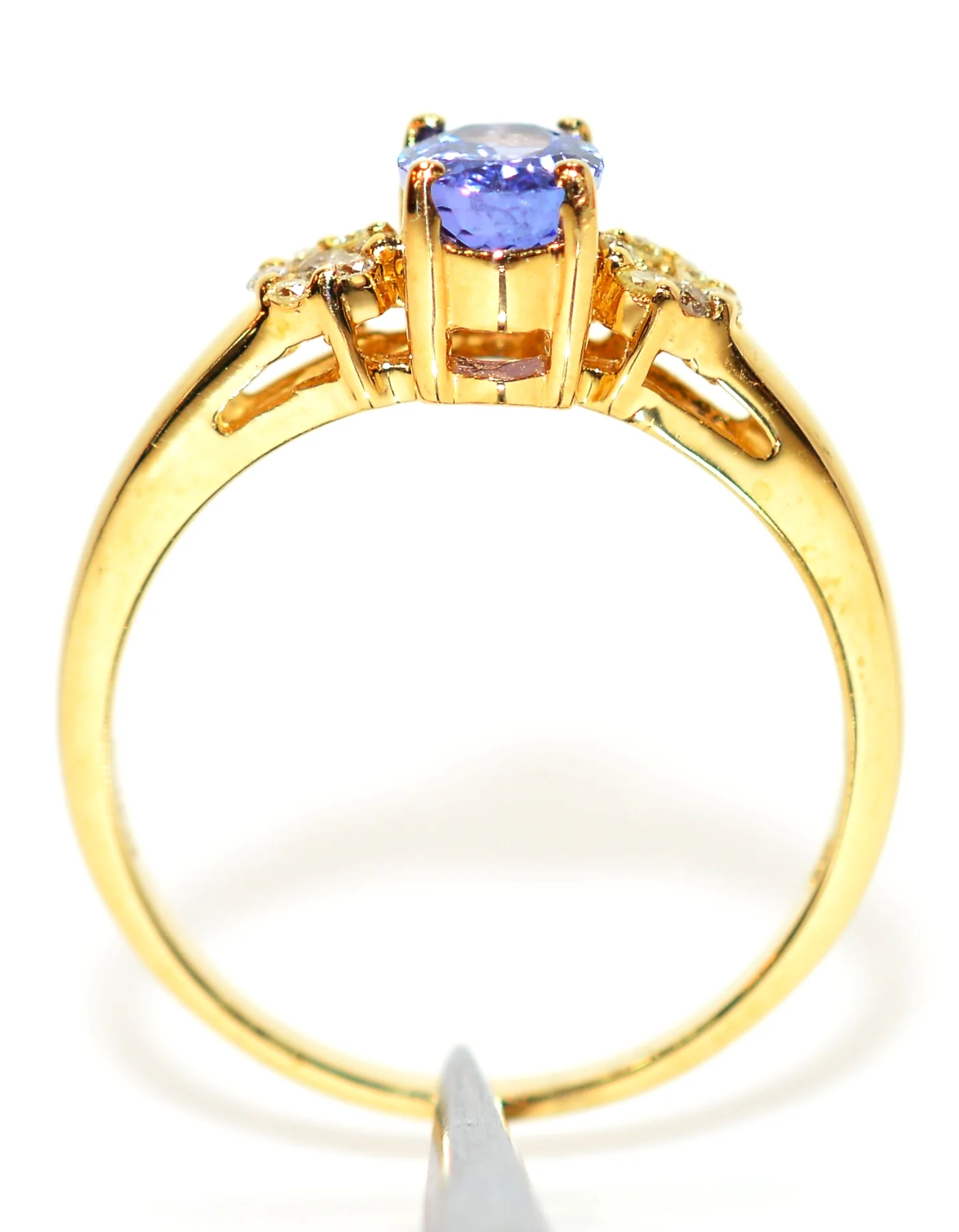Effy Natural Tanzanite & Diamond Ring 14K Solid Gold 1.07tcw Gemstone Ring Birthstone Ring Flower Ring Engagement Ring Cocktail Ring Estate - Image 3