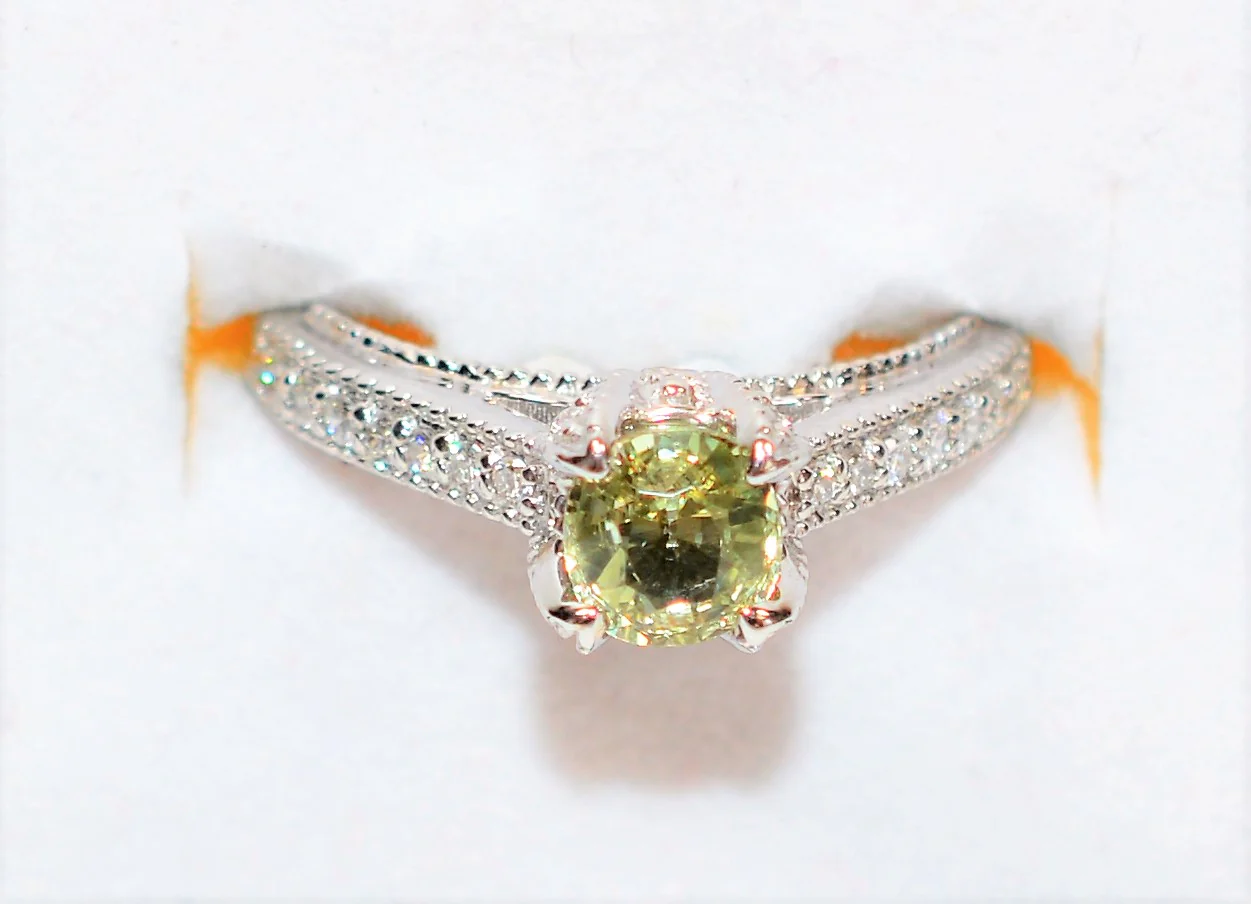 GIA Certified Natural Green Sapphire & Diamond Ring 14K Solid White Gold 1.39tcw Engagement Ring Bridal Jewelry Gemstone Engagement Jewelry - Image 6