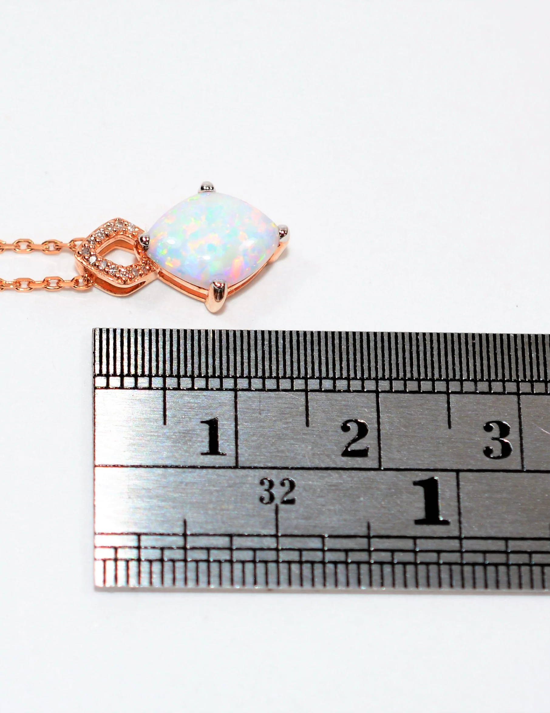 Ethiopian Opal & Diamond 1.11tcw 10kt Rose Gold Pave Pendant Women's Necklace - Image 9