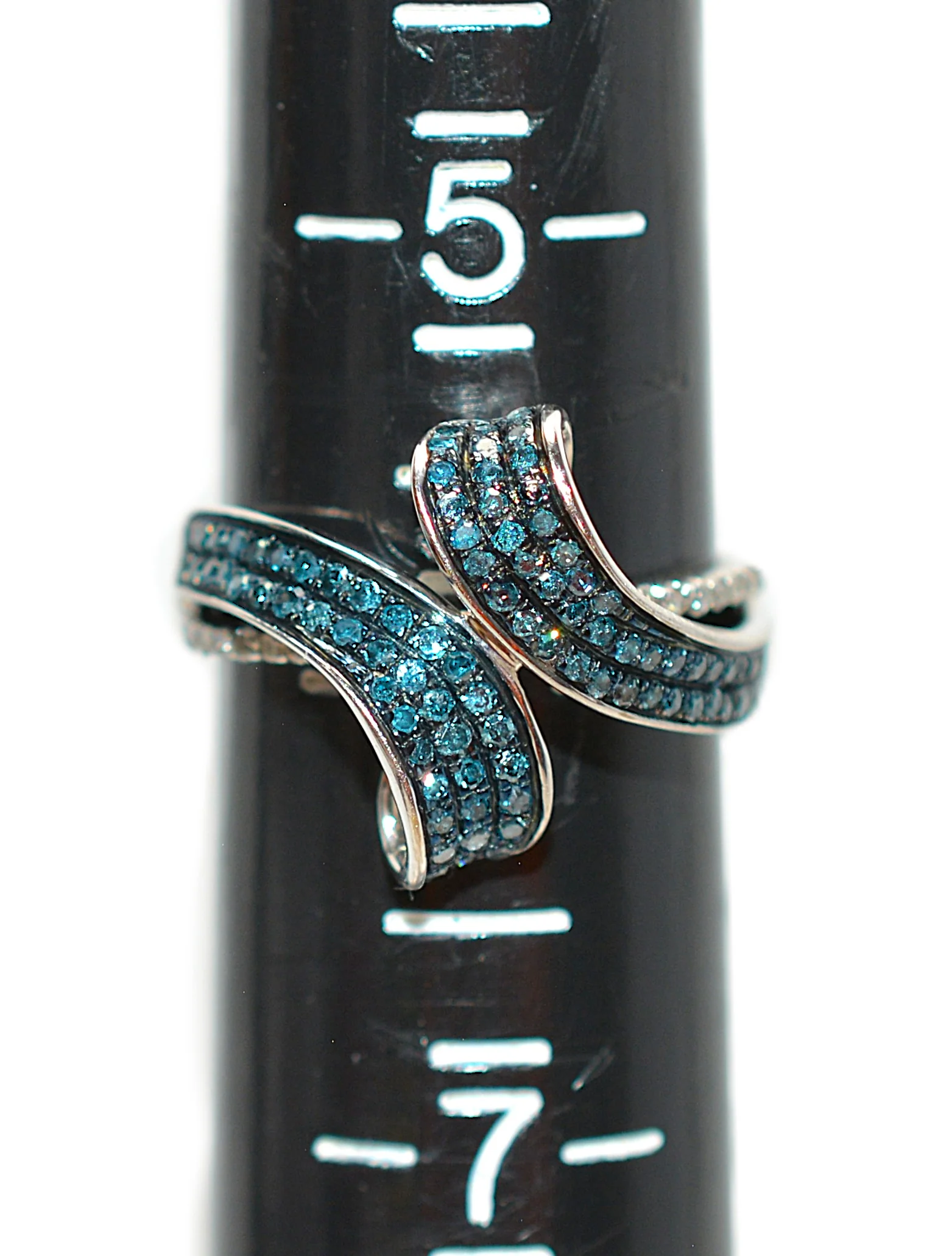 Fancy Blue Diamond Ring 10K White Gold .61tcw Gemstone Ring Cluster Ring Multistone Ring Blue Ring April Birthstone Statement Ring - Image 12
