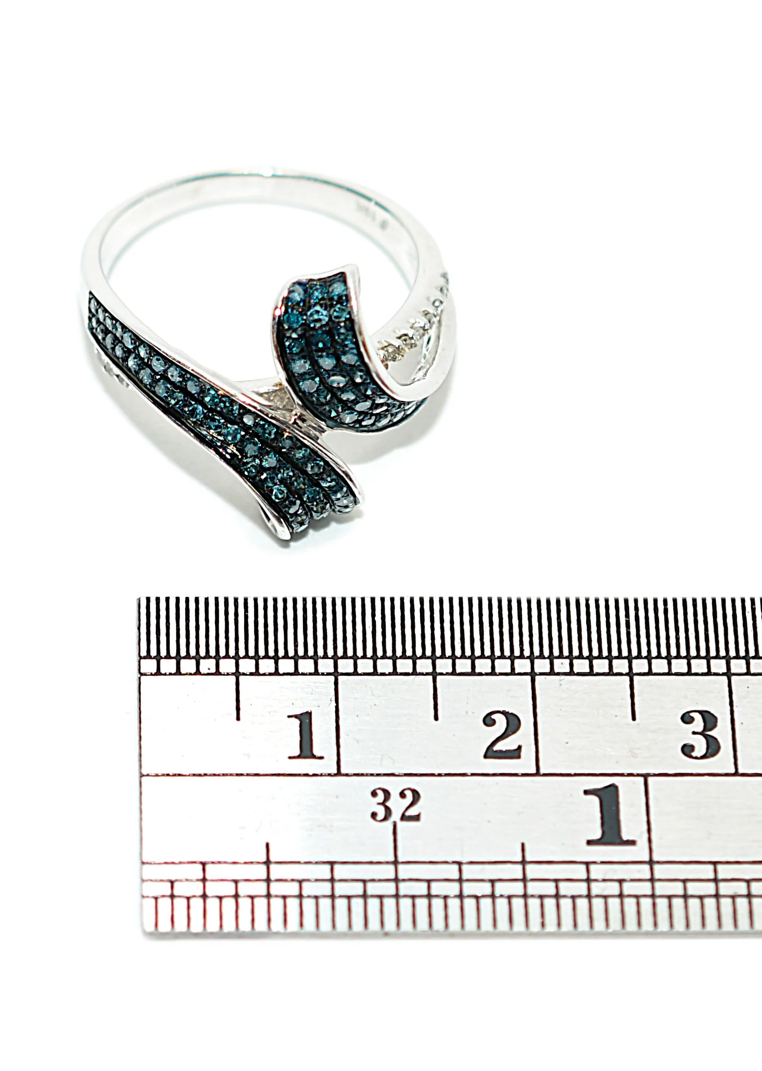 Fancy Blue Diamond Ring 10K White Gold .61tcw Gemstone Ring Cluster Ring Multistone Ring Blue Ring April Birthstone Statement Ring - Image 13