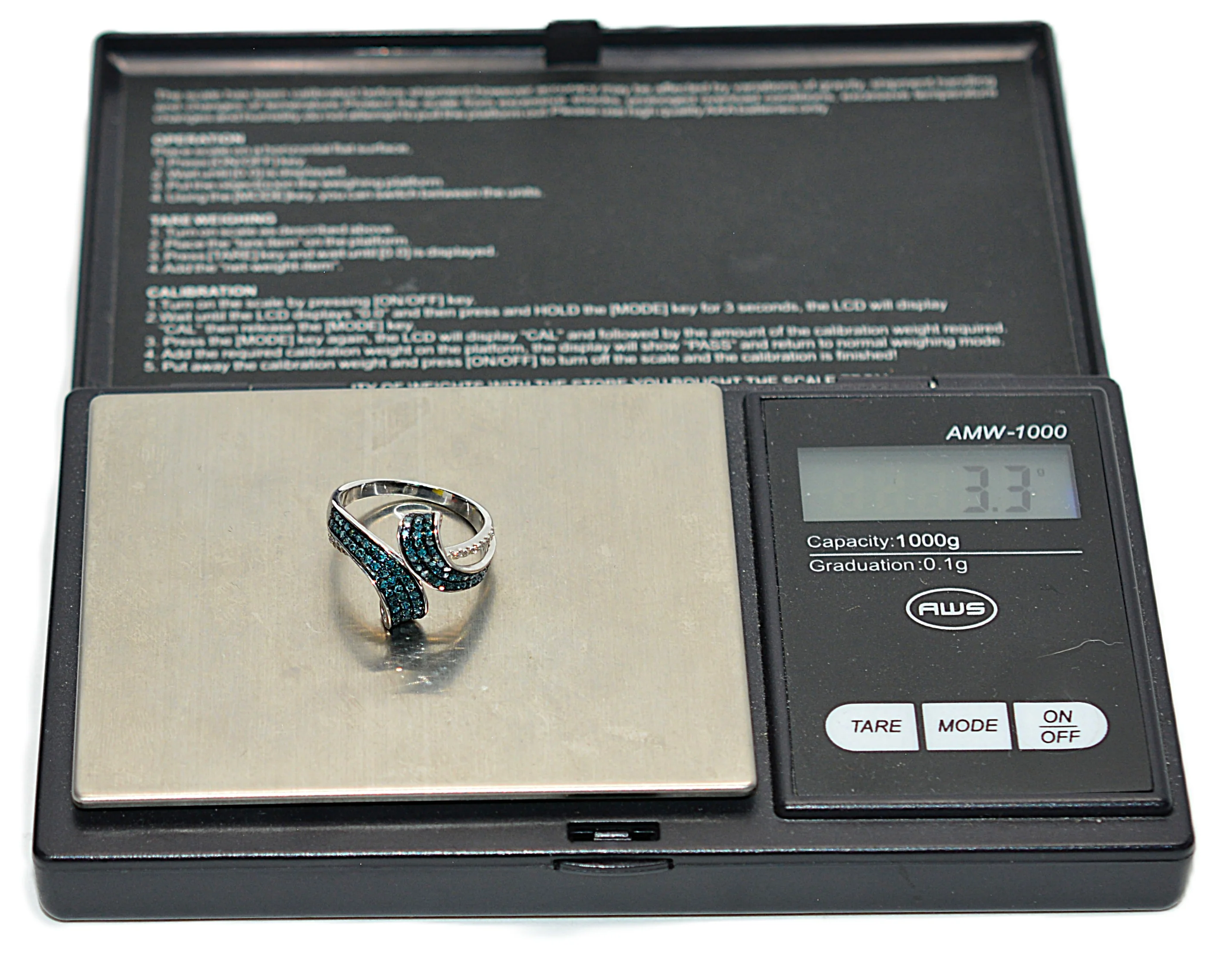 Fancy Blue Diamond Ring 10K White Gold .61tcw Gemstone Ring Cluster Ring Multistone Ring Blue Ring April Birthstone Statement Ring - Image 14