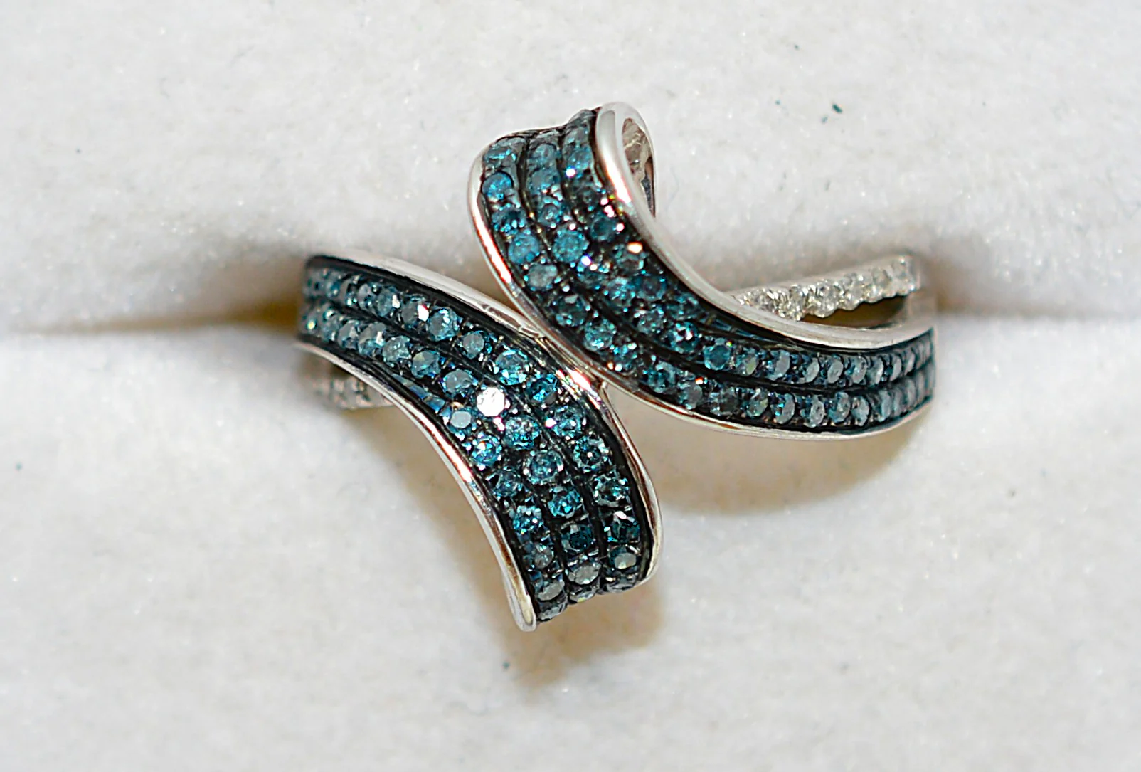 Fancy Blue Diamond Ring 10K White Gold .61tcw Gemstone Ring Cluster Ring Multistone Ring Blue Ring April Birthstone Statement Ring - Image 5