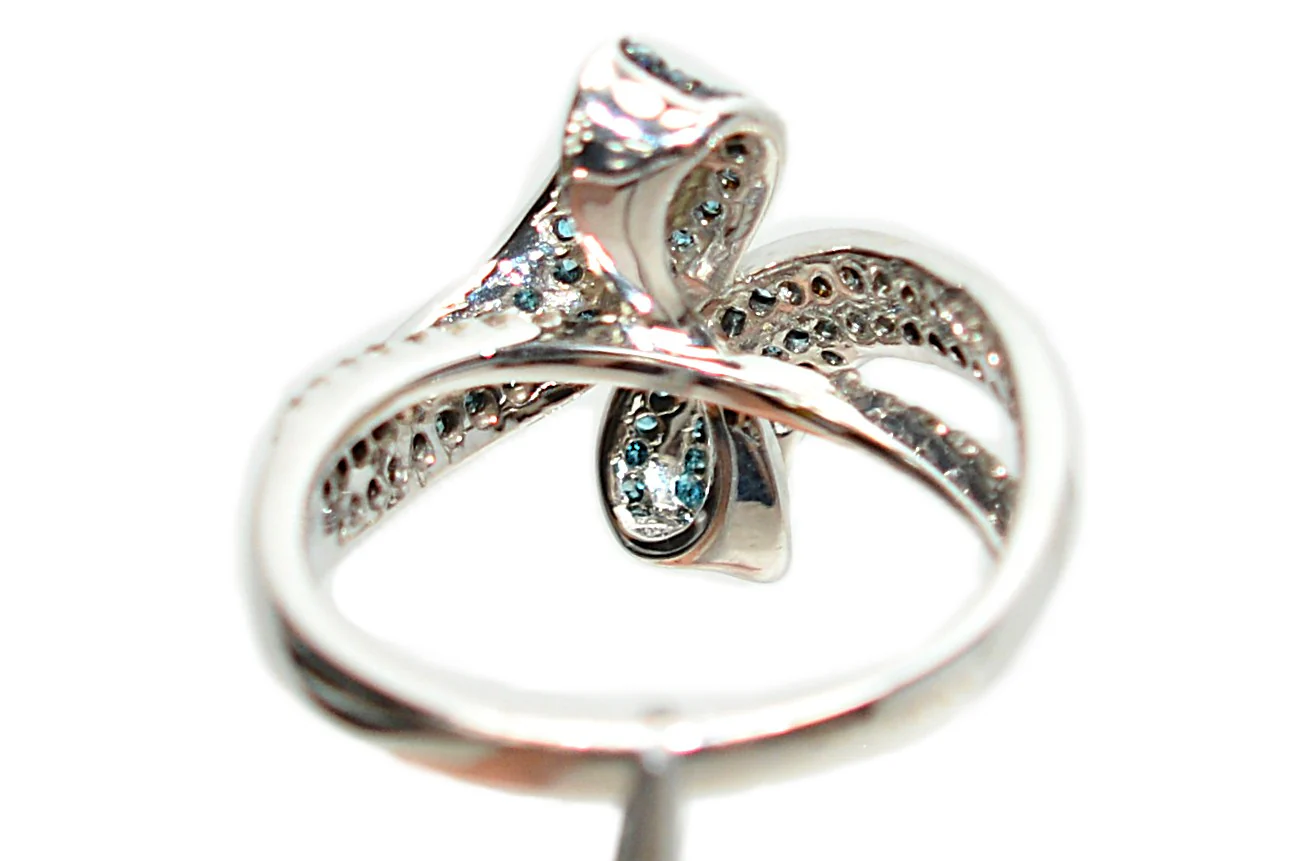 Fancy Blue Diamond Ring 10K White Gold .61tcw Gemstone Ring Cluster Ring Multistone Ring Blue Ring April Birthstone Statement Ring - Image 7