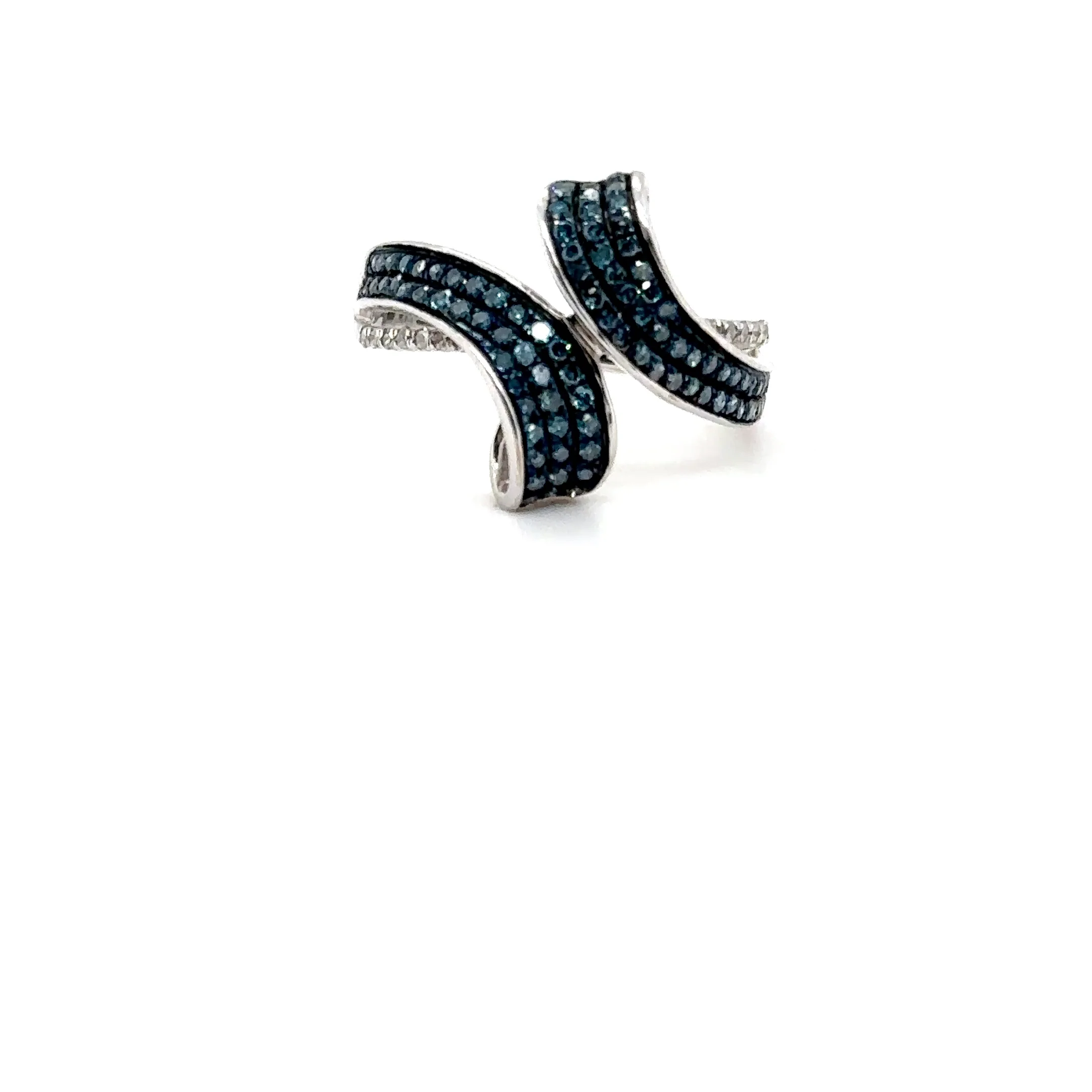 Fancy Blue Diamond Ring 10K White Gold .61tcw Gemstone Ring Cluster Ring Multistone Ring Blue Ring April Birthstone Statement Ring - Image 8