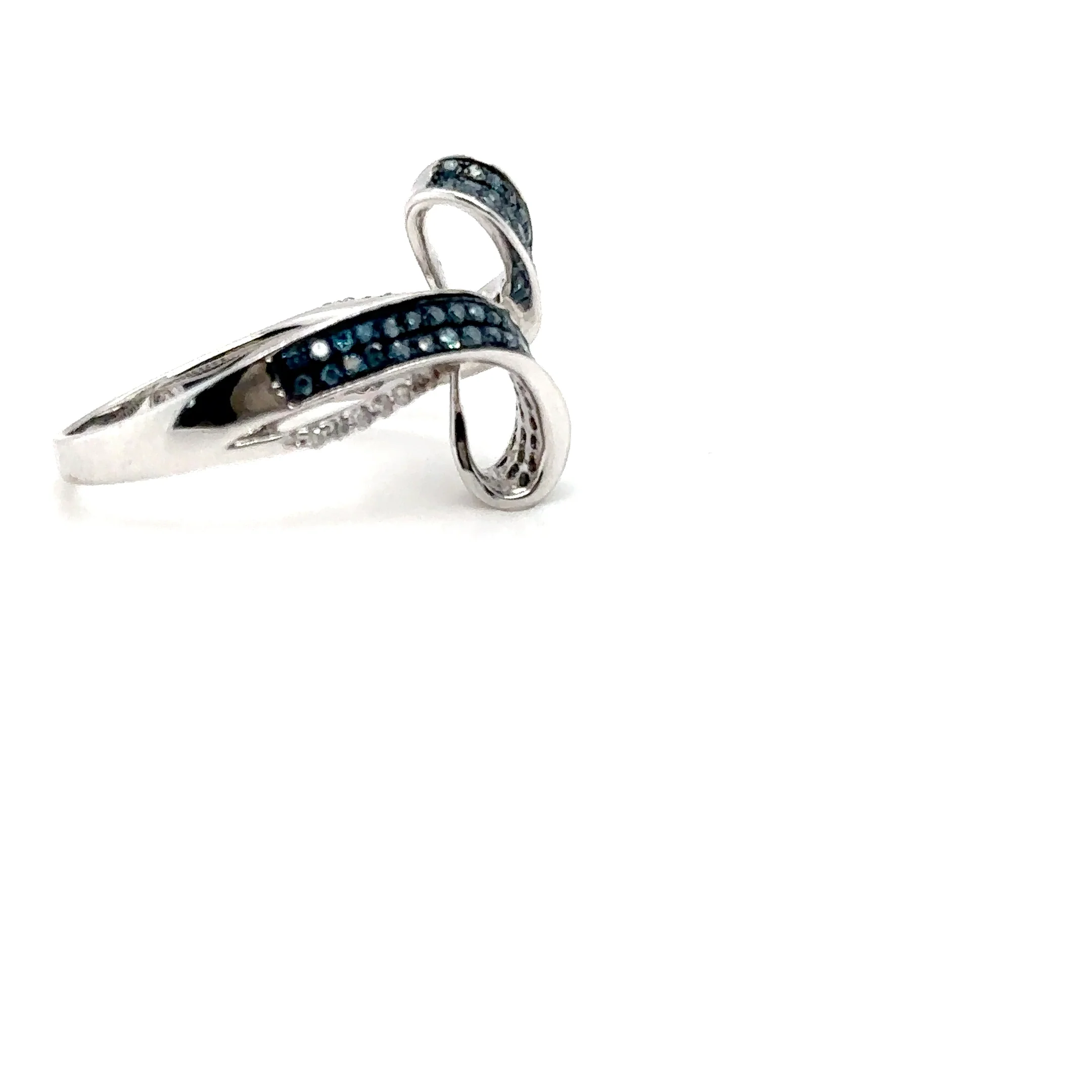 Fancy Blue Diamond Ring 10K White Gold .61tcw Gemstone Ring Cluster Ring Multistone Ring Blue Ring April Birthstone Statement Ring - Image 9