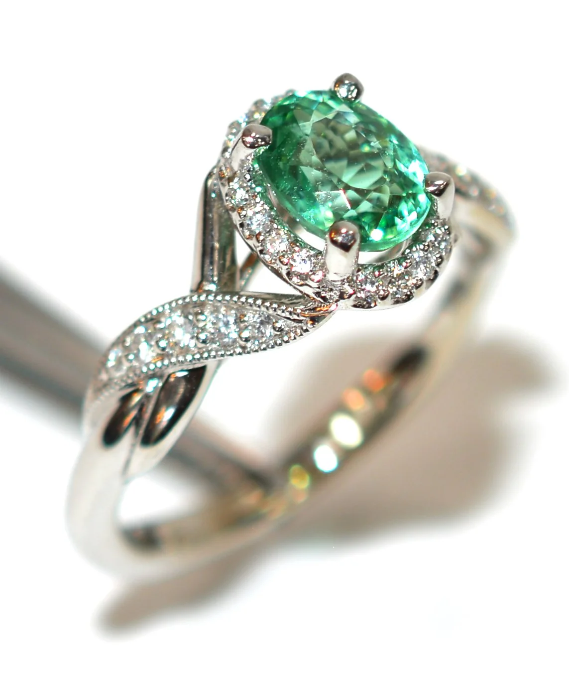 Gabriel Co. Certified Natural Brazilian Paraiba Tourmaline & Diamond Ring 14K White Gold 1.04tcw Engagement Ring Wedding Ring Cocktail Ring - Image 5