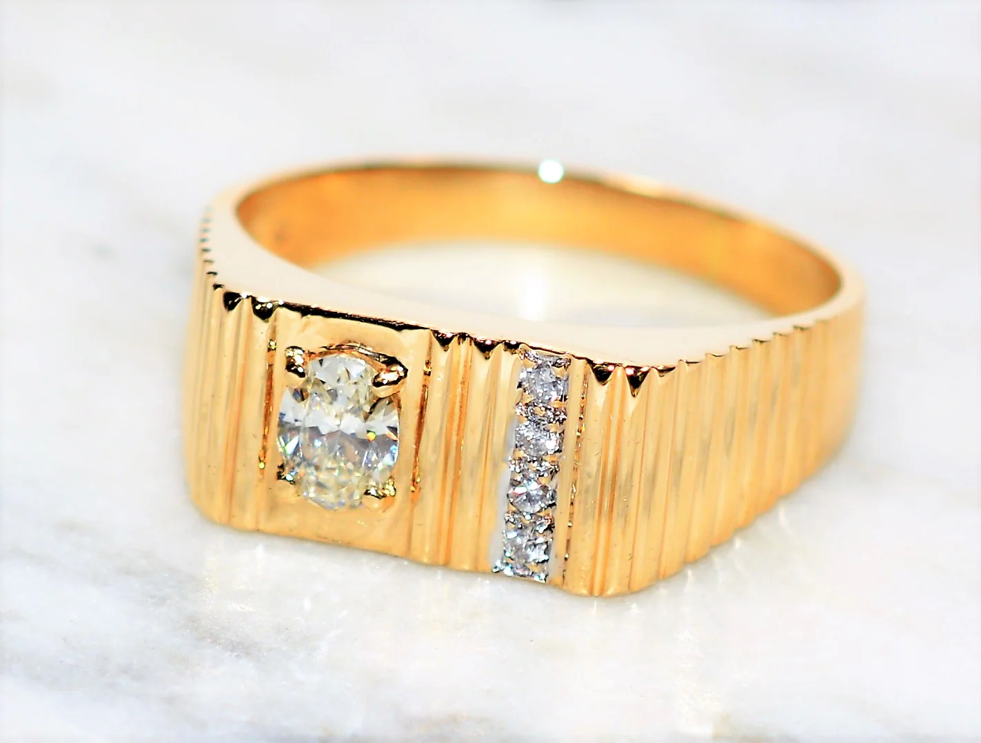 GIA Certified Natural Diamond Ring 14K Solid Gold .51tcw Statement Ring Cocktail Ring GIA Diamond Vintage Ring Birthstone Ring Men's Ring - Image 9