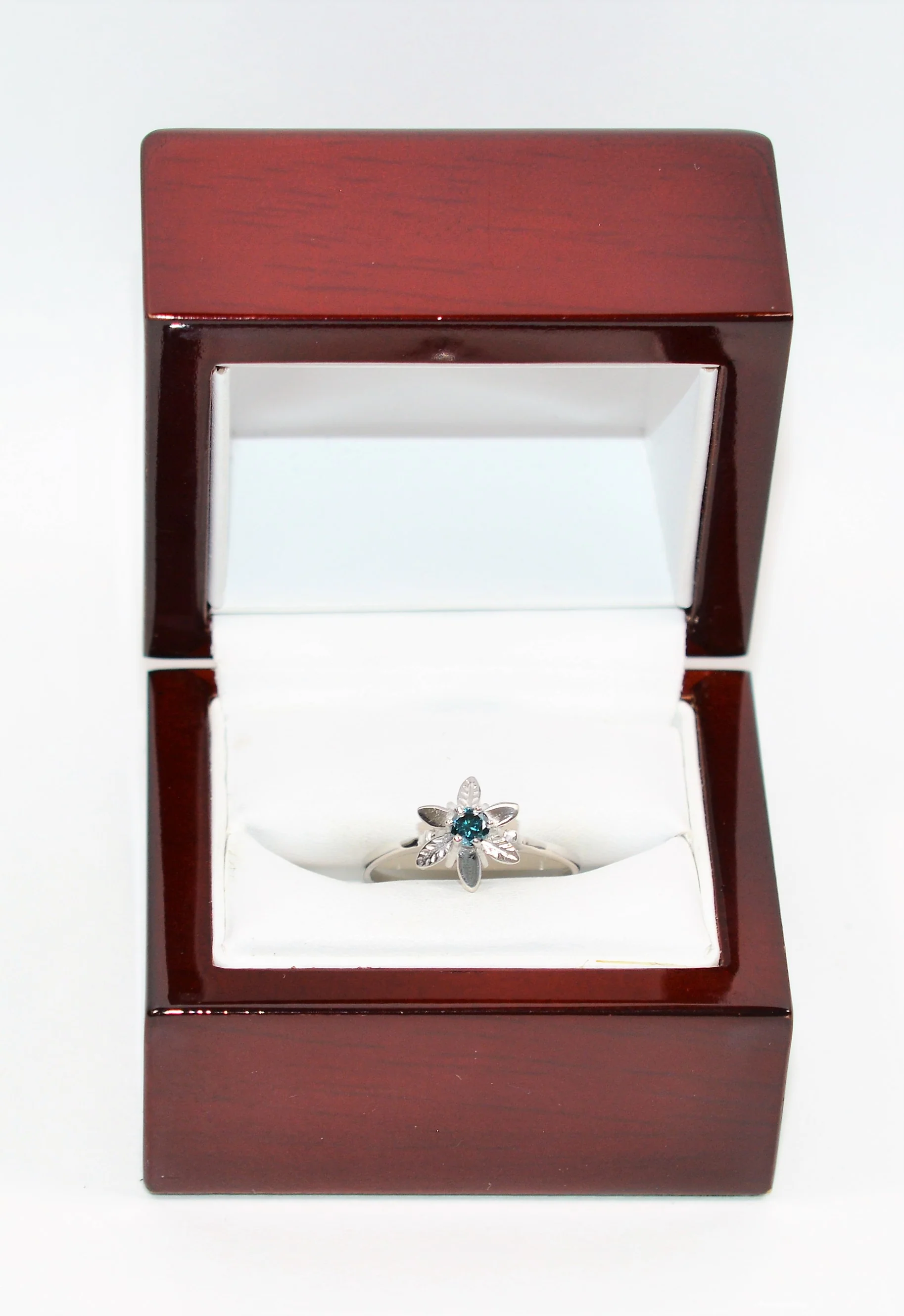 GIA Certified Natural Fancy Blue Diamond Ring 14K Solid White Gold .22ct Flower Ring Solitaire Ring Estate Jewelry Vintage Ring Women's Ring - Image 12