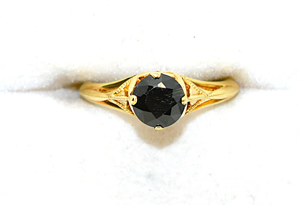 GIA Certified Natural Serendibite & Diamond Ring 18K Solid Gold 1.24tcw Black Engagement Ring Wedding Ring Antique Ring Rare Gemstone - Image 6