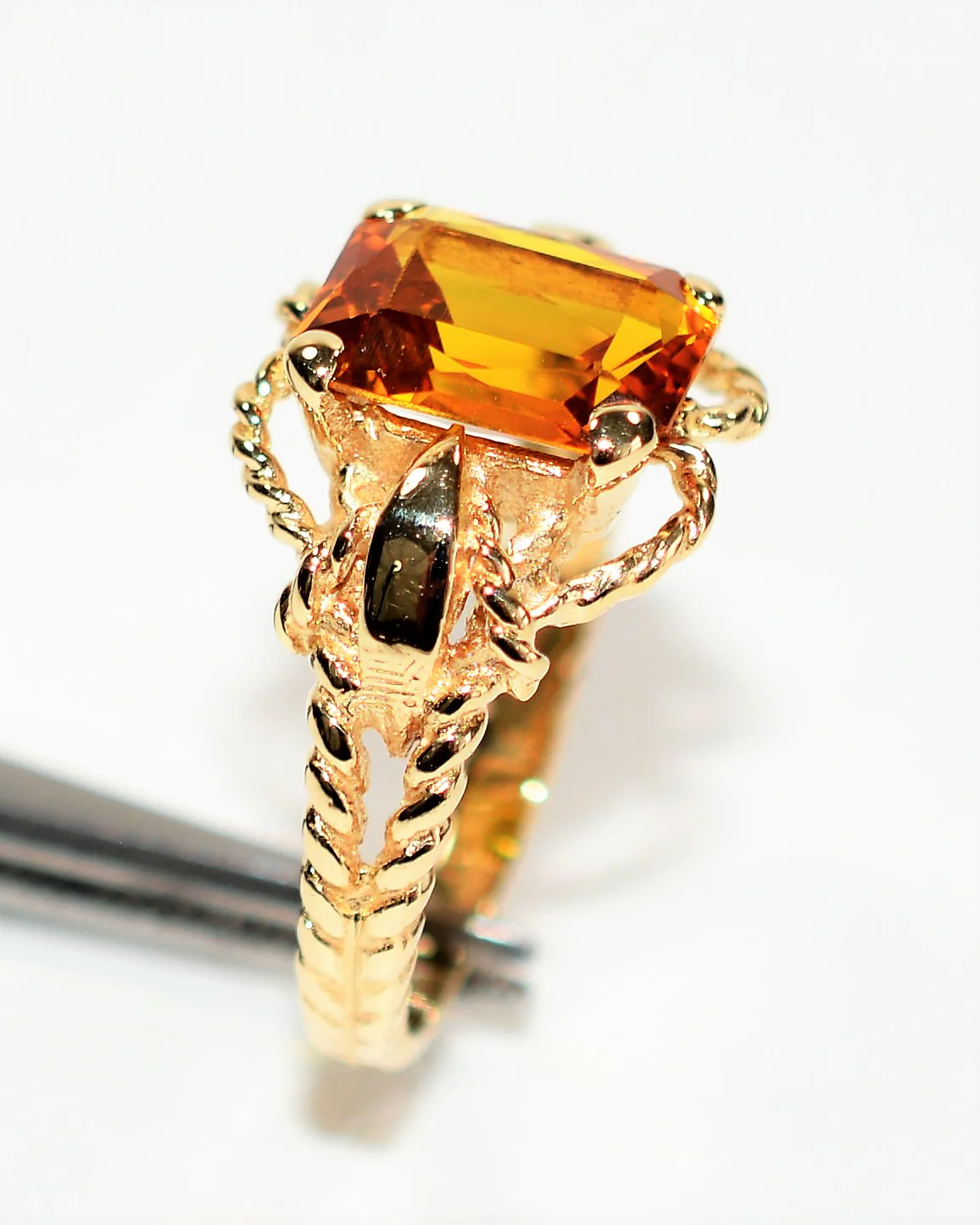 Natural Honey Citrine Natural 14K Gold 1.92ct Gemstone Ring Solitaire Ring Statement Ring Birthstone Ring Orange Ring Vintage Ring Estate - Image 4