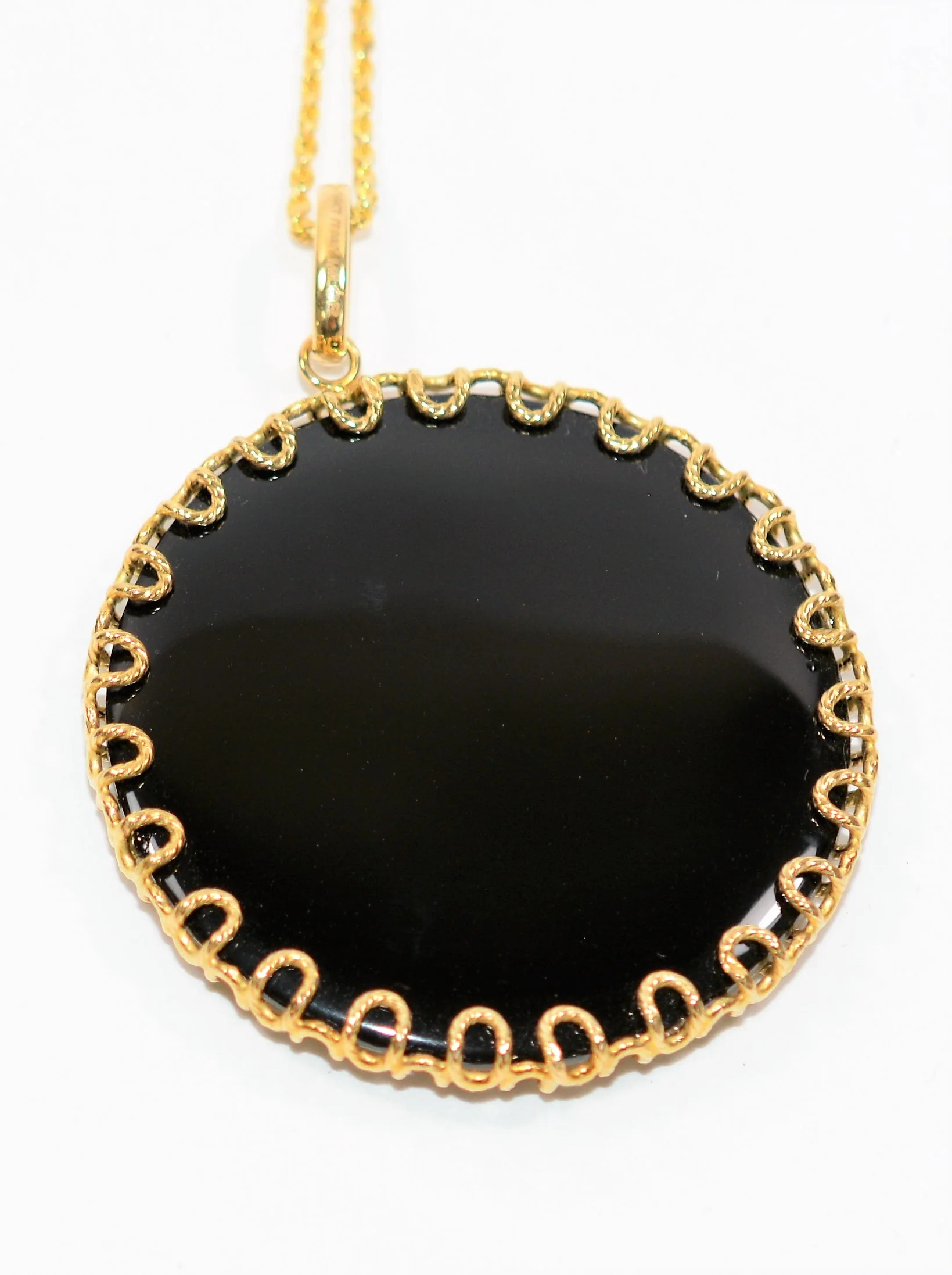 Natural Abalone Necklace 14K Solid Gold 48mm Pendant Necklace Reversible Pendant Gemstone Necklace Statement Necklace Abalone Shell Estate - Image 5