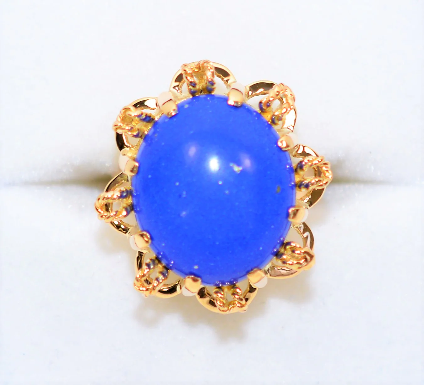 Natural Lapis Lazuli Ring 14K Solid Gold Gemstone Ring Blue Ring Birthstone Ring Estate Ring Statement Ring Cocktail Ring Fine Vintage Ring - Image 5
