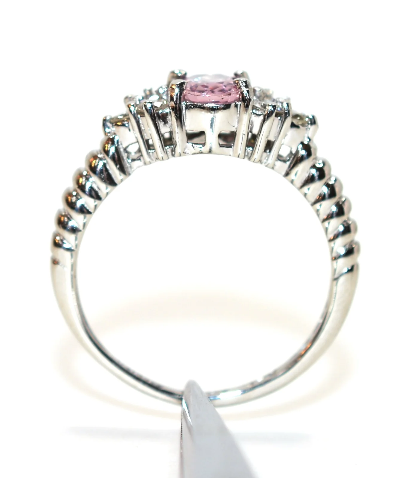 LeVian Certified Natural Padparadscha Sapphire & Diamond Ring Solid Platinum 1.12tcw Engagement Ring September Birthstone Ring Cocktail Ring - Image 4