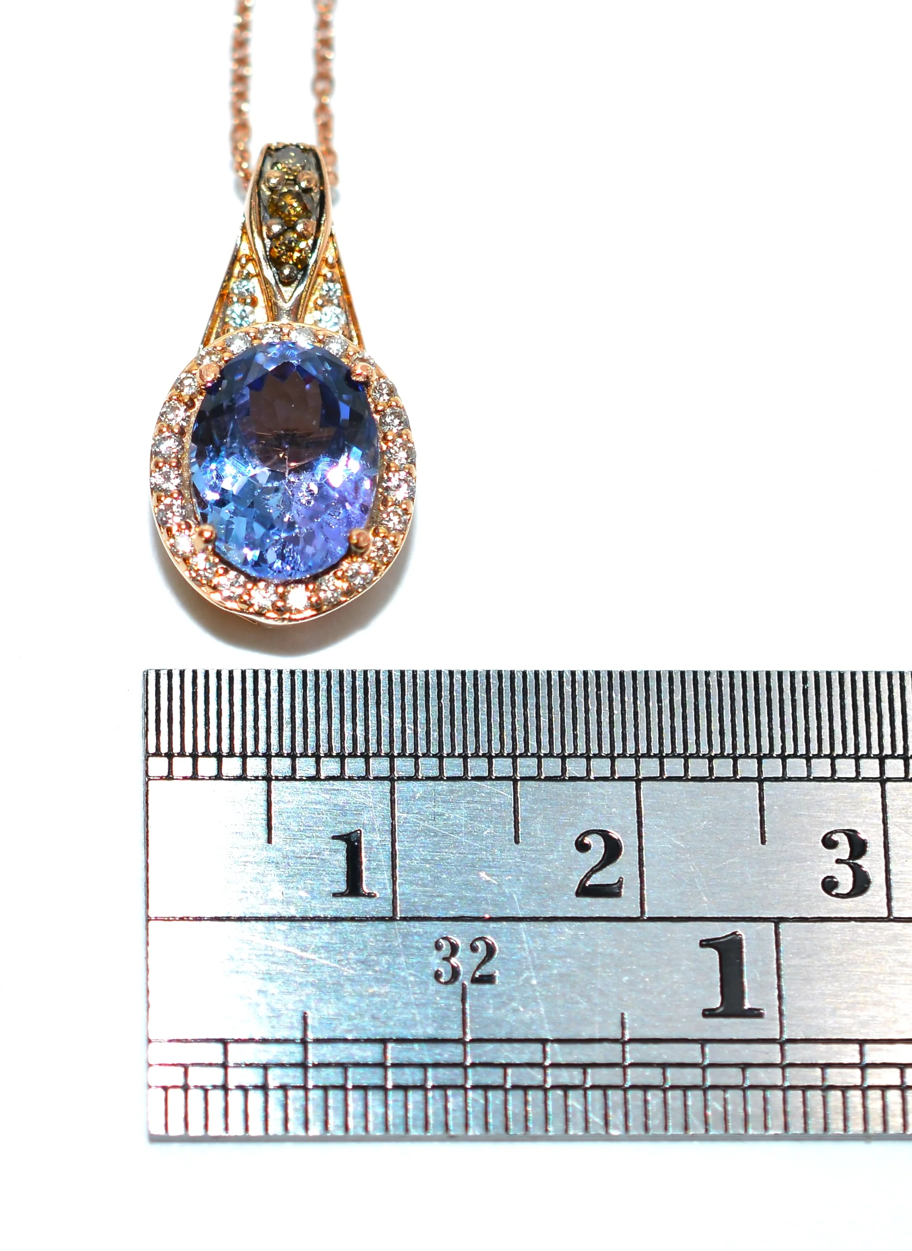 LeVian Certified Natural Tanzanite & Chocolate Diamond Necklace 14K Solid Rose Gold 3.18tcw LeVian Necklace Tanzanite Necklace Fine Designer - Image 11