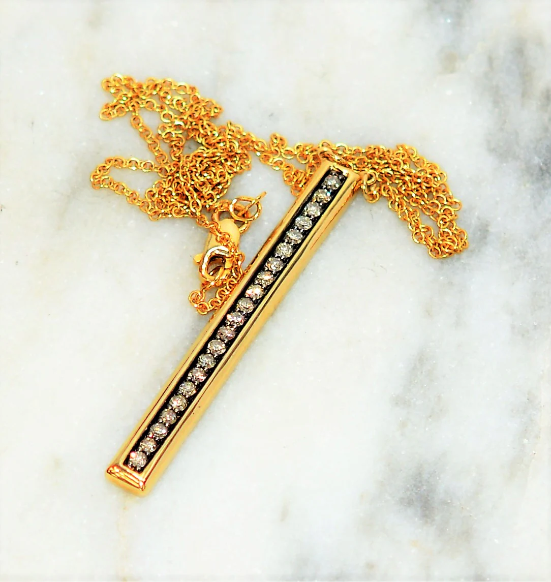 LeVian Natural Chocolate Diamond Necklace 14K Solid Gold .33tcw Bar Pendant Designer Necklace Fine Jewelry Women's Necklace Estate Jewelry - Image 11