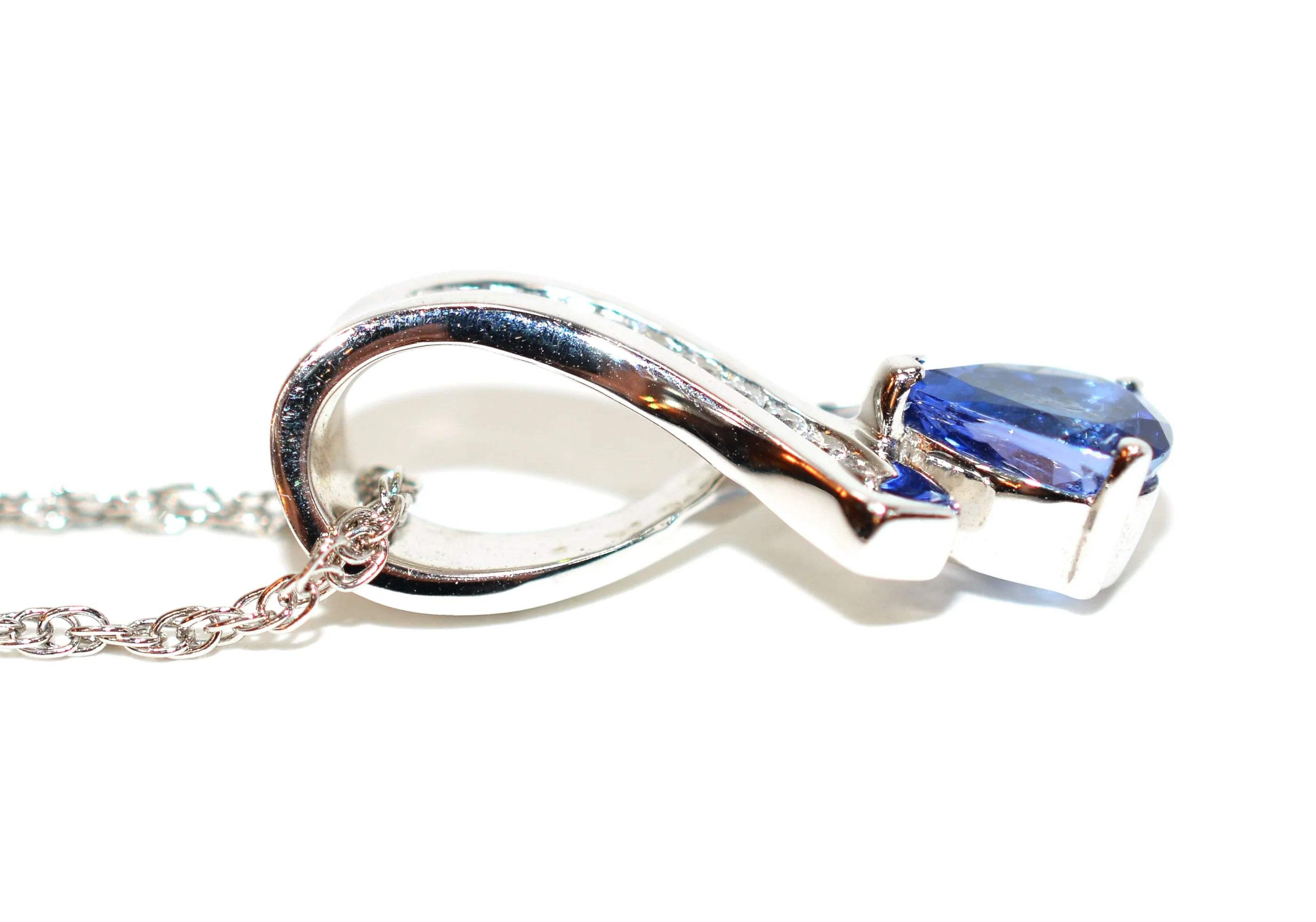 LeVian Natural D'Block Tanzanite & Diamond Necklace 14K Solid White Gold 1.61tcw Pendant Necklace Cocktail Statement Necklace Designer Bride - Image 5