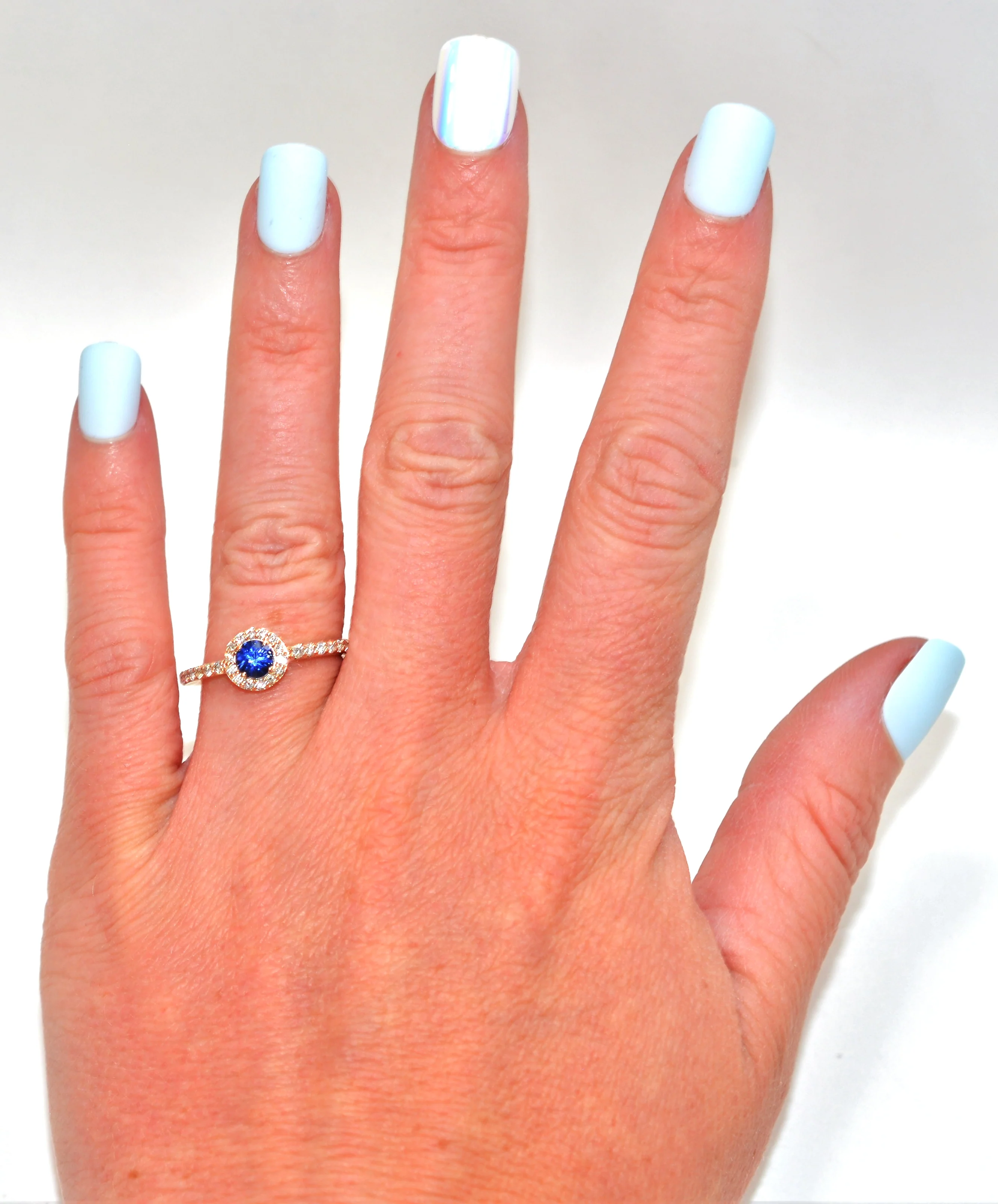 RESERVED for Veronica layaway pymt 3 of 3 LeVian Natural Ceylon Sapphire & Diamond Ring 14K Solid Rose Gold .74tcw Ring Engagement Ring LeVian Ring Wedding Ring Sapphire Ring Bridal - Image 2