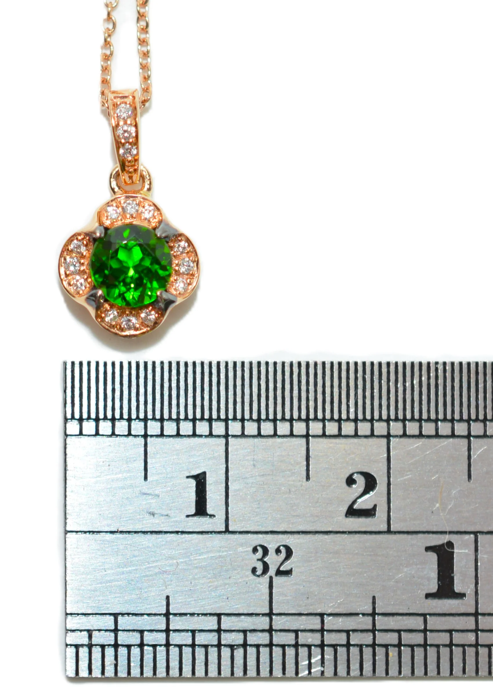 LeVian Natural Chrome Diopside & Diamond Necklace 14K Rose Gold .61tcw Le Vian Pistachio Pendant Green Gemstone Statement Necklace - Image 12