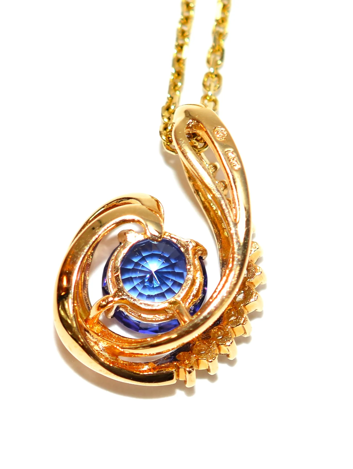 Natural D'Block Tanzanite & Diamond Necklace 14K Solid Gold 2.80tcw Tanzanite Necklace Designer Pendant Cocktail Necklace Statement Jewelry - Image 5