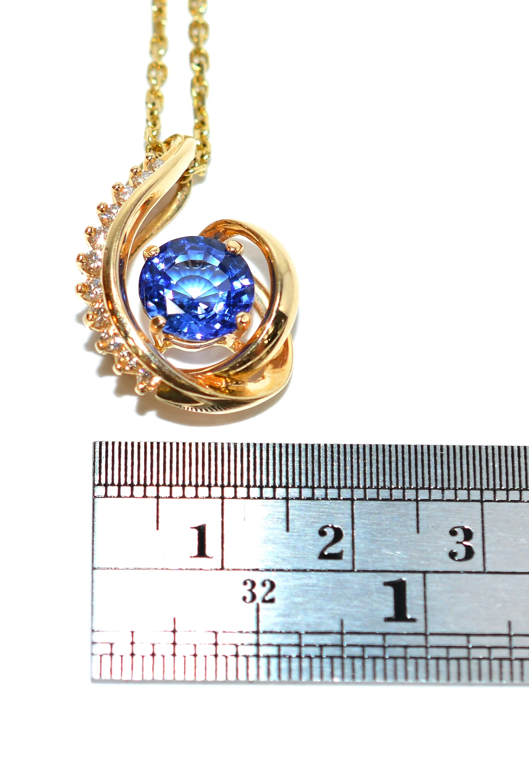 Natural D'Block Tanzanite & Diamond Necklace 14K Solid Gold 2.80tcw Tanzanite Necklace Designer Pendant Cocktail Necklace Statement Jewelry - Image 9