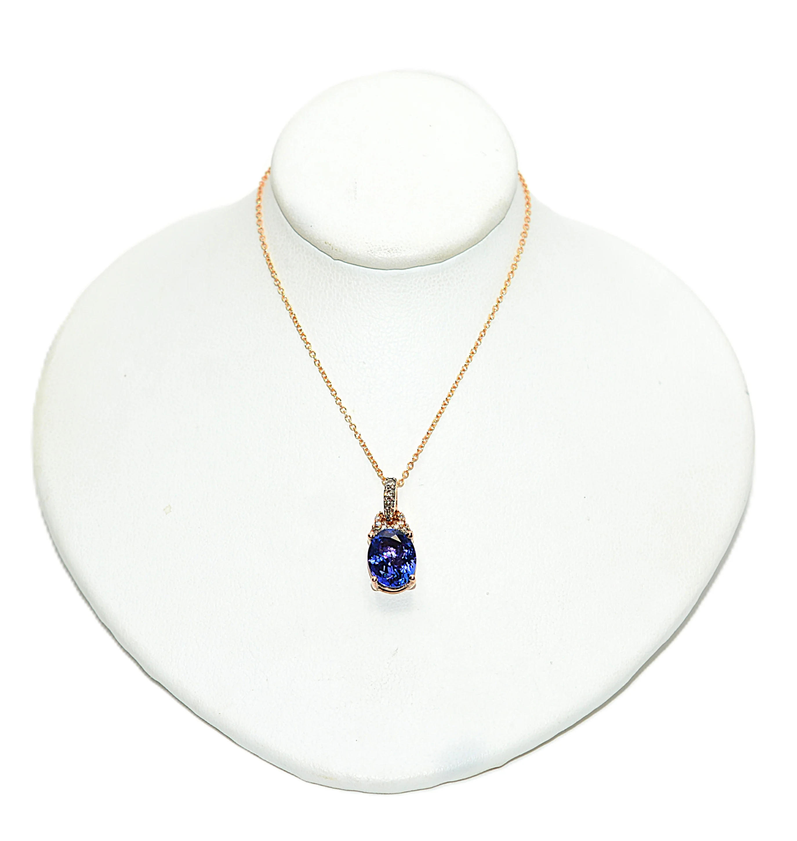 LeVian Natural D'Block Tanzanite & Diamond Necklace 14K Rose Gold Chain Necklace 2.73tcw Designer Pendant Necklace