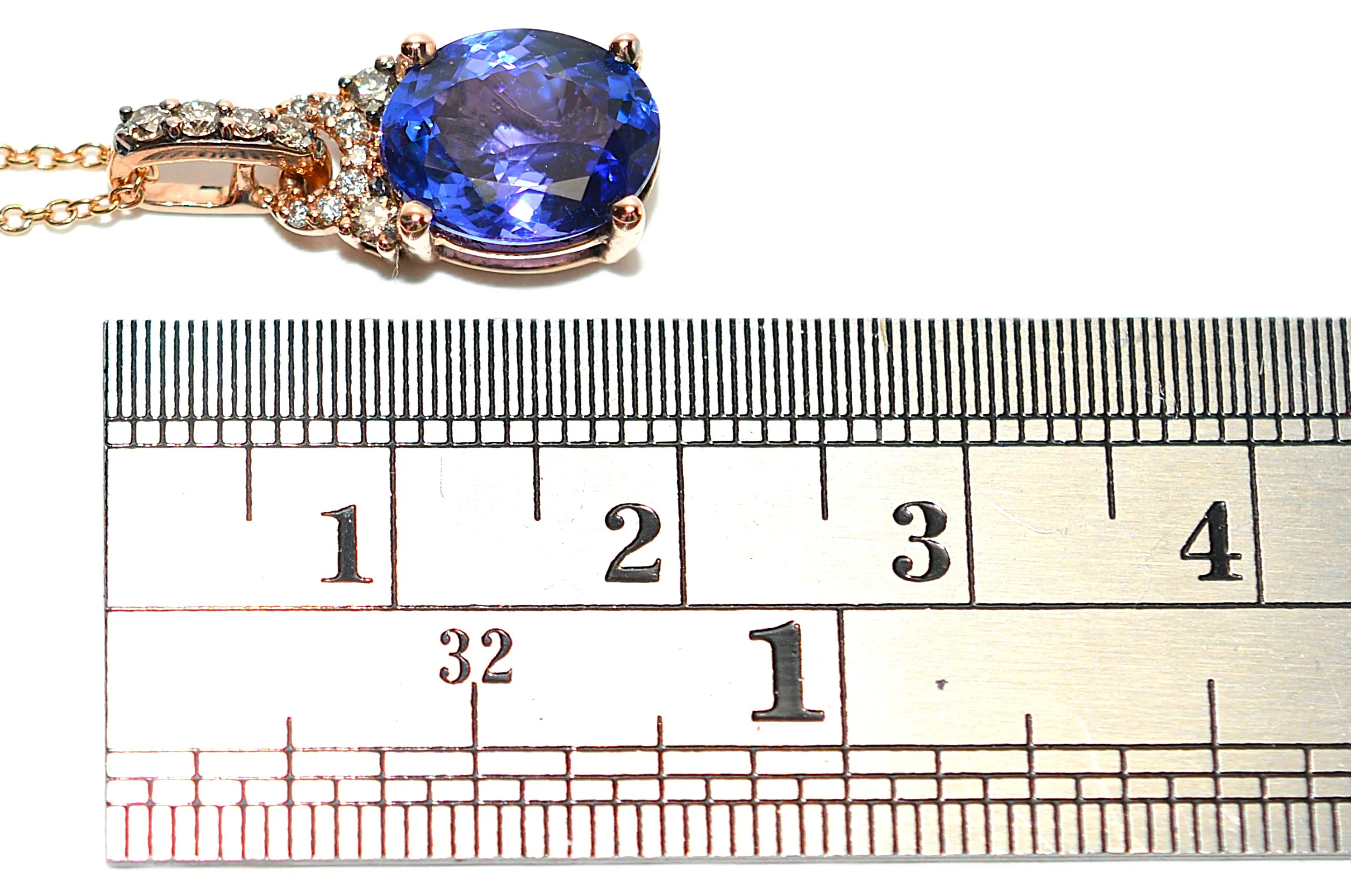 LeVian Natural D'Block Tanzanite & Diamond Necklace 14K Rose Gold Chain Necklace 2.73tcw Designer Pendant Necklace - Image 13