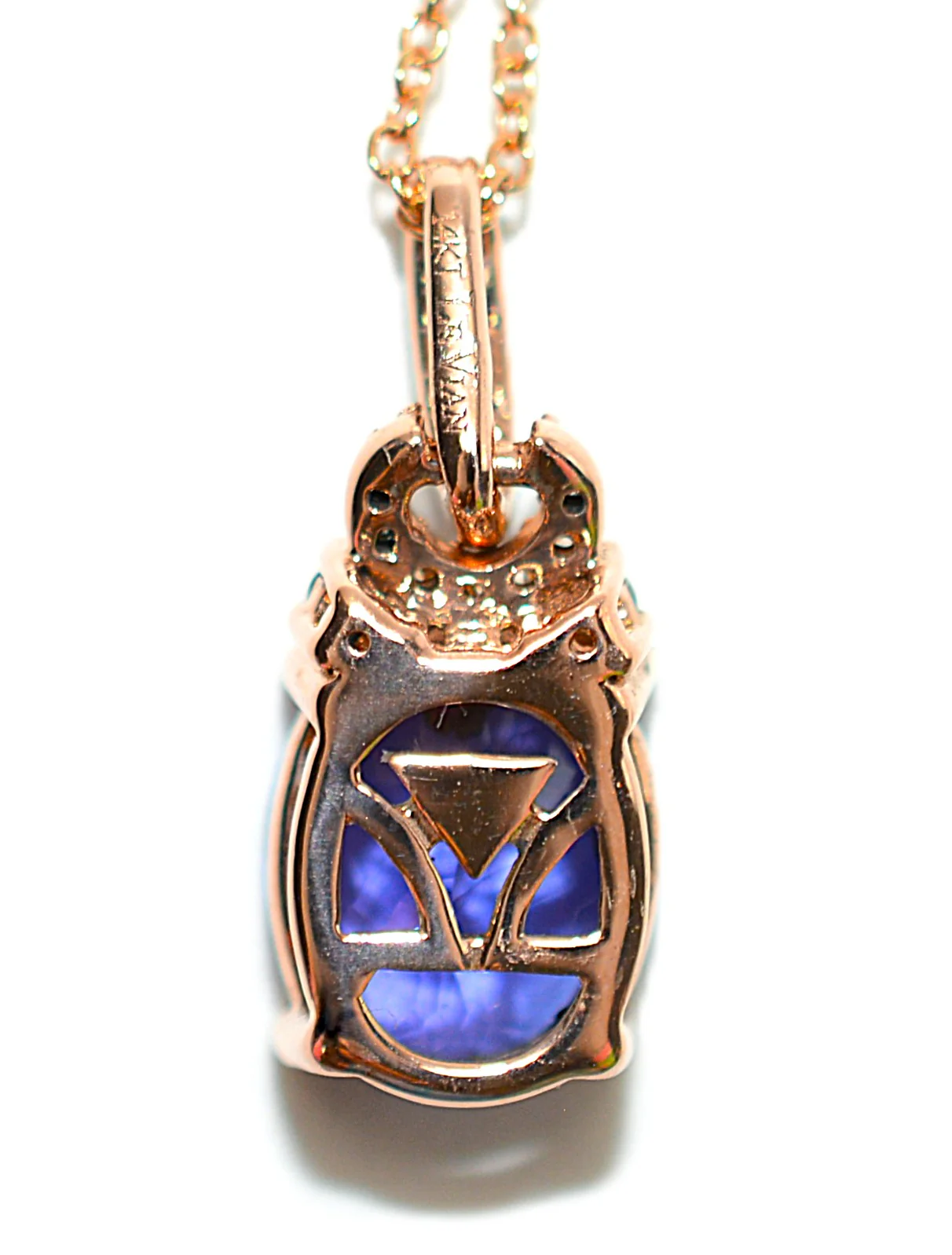LeVian Natural D'Block Tanzanite & Diamond Necklace 14K Rose Gold Chain Necklace 2.73tcw Designer Pendant Necklace - Image 6