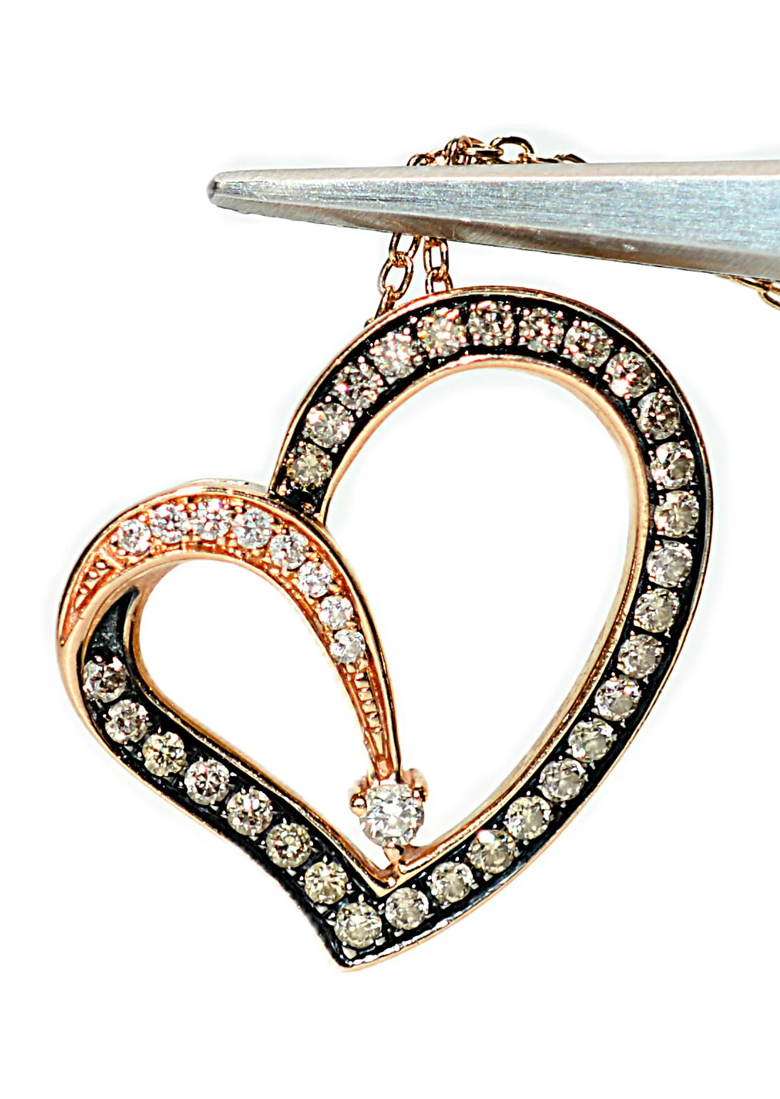 LeVian Natural Fancy Diamond Necklace 14K Rose Gold .37tcw Heart Necklace Designer Pendant Estate Jewelry Gemstone Necklace Bridal Jewelry - Image 3