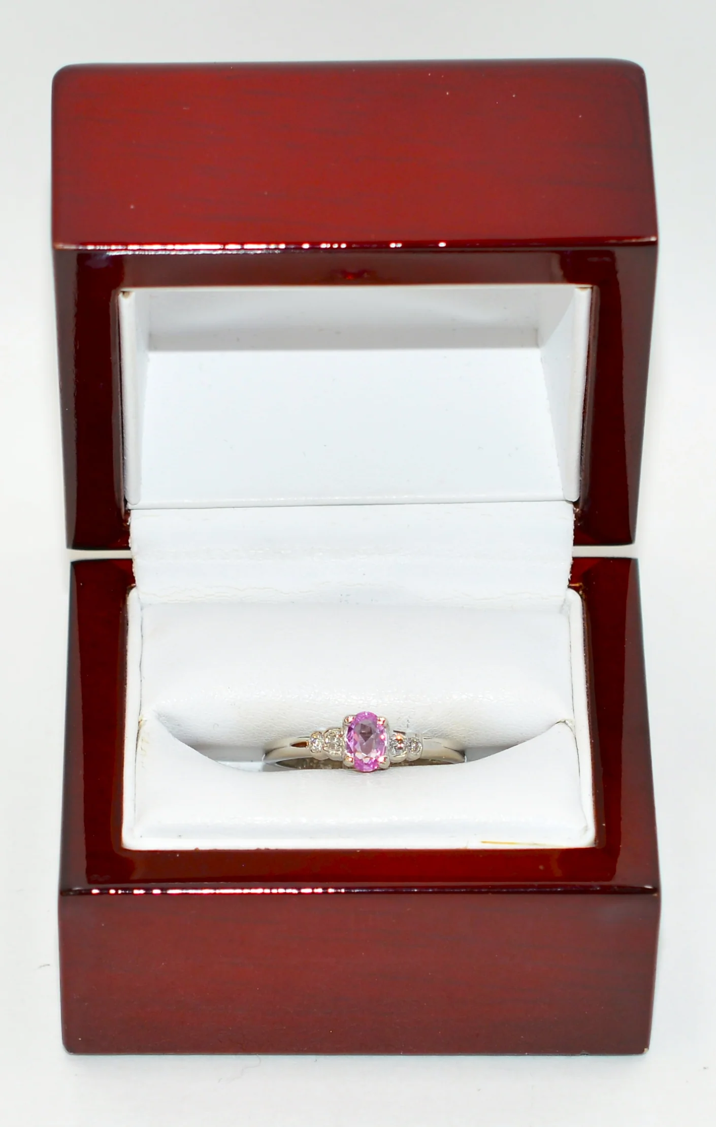 LeVian Natural Padparadscha Sapphire & Diamond Ring Solid Platinum .49tcw Ceylon Ring Sapphire Ring Designer Ring Engagement Ring Pink Ring - Image 12