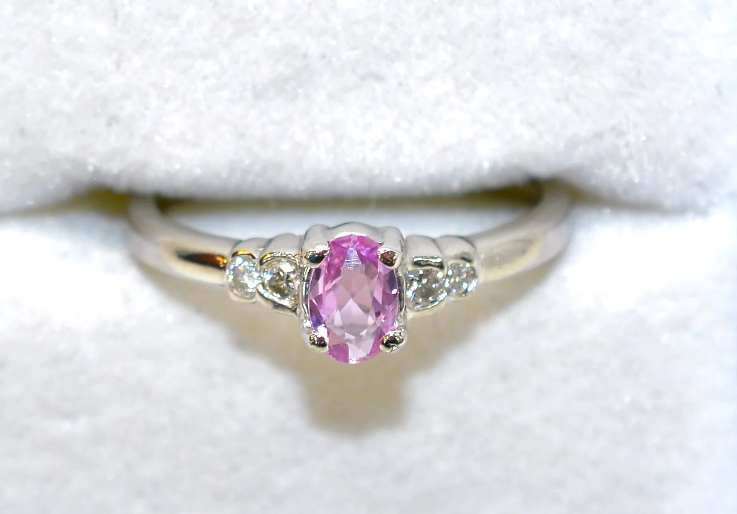 LeVian Natural Padparadscha Sapphire & Diamond Ring Solid Platinum .49tcw Ceylon Ring Sapphire Ring Designer Ring Engagement Ring Pink Ring - Image 5